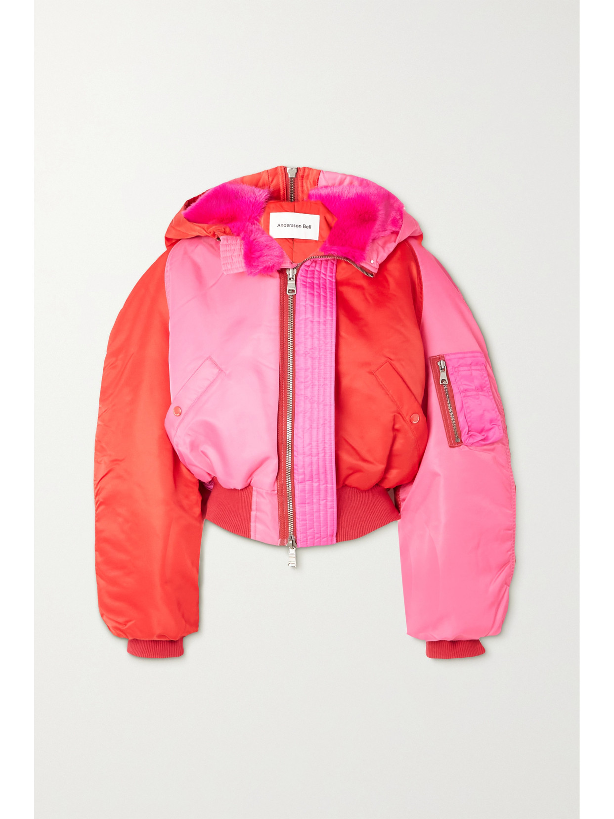 Andersson Bell Kamila Hooded Padded Color-block Shell Jacket In Pink