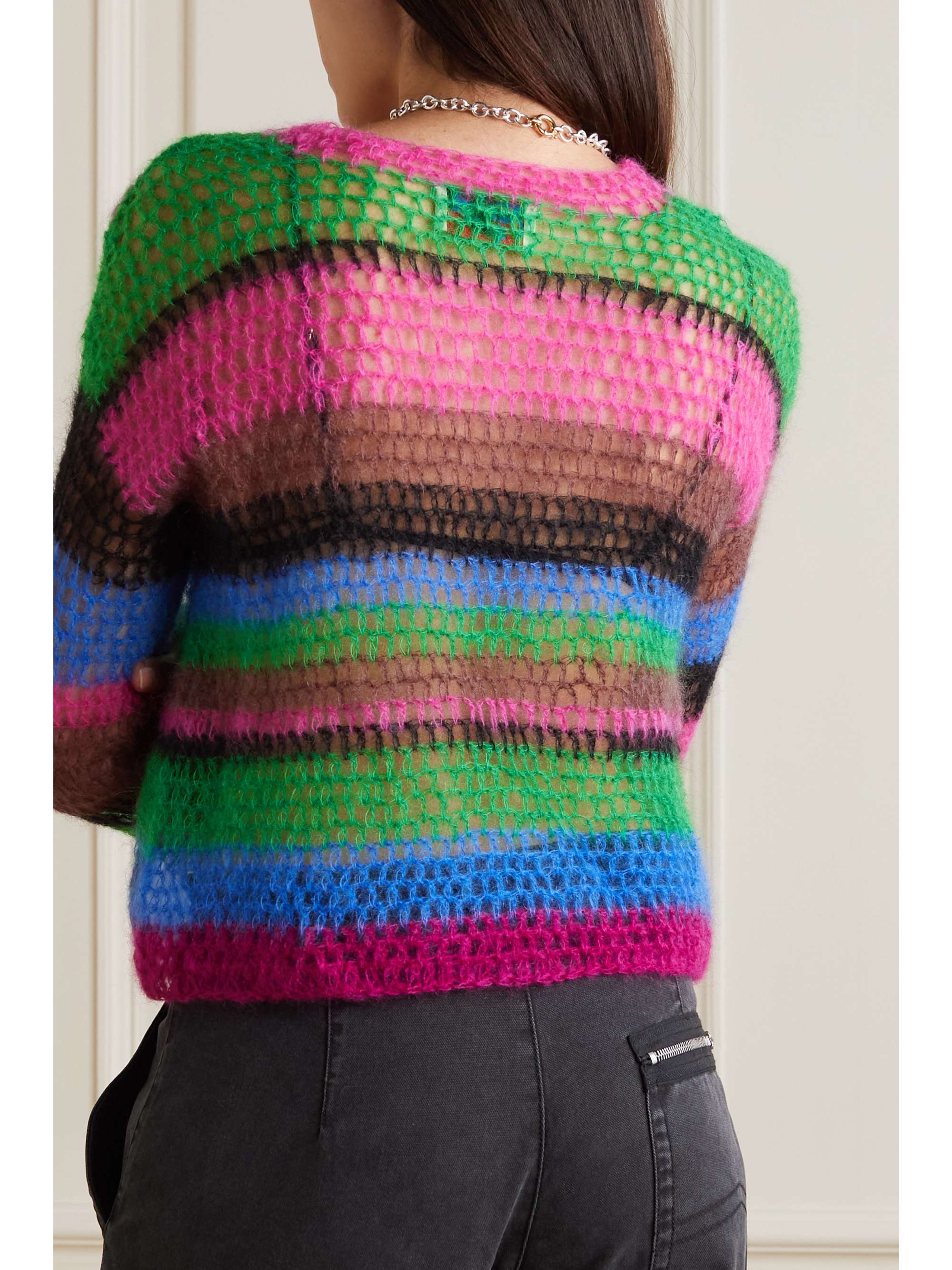 ANDERSSON BELL Striped openknit mohairblend sweater NETAPORTER