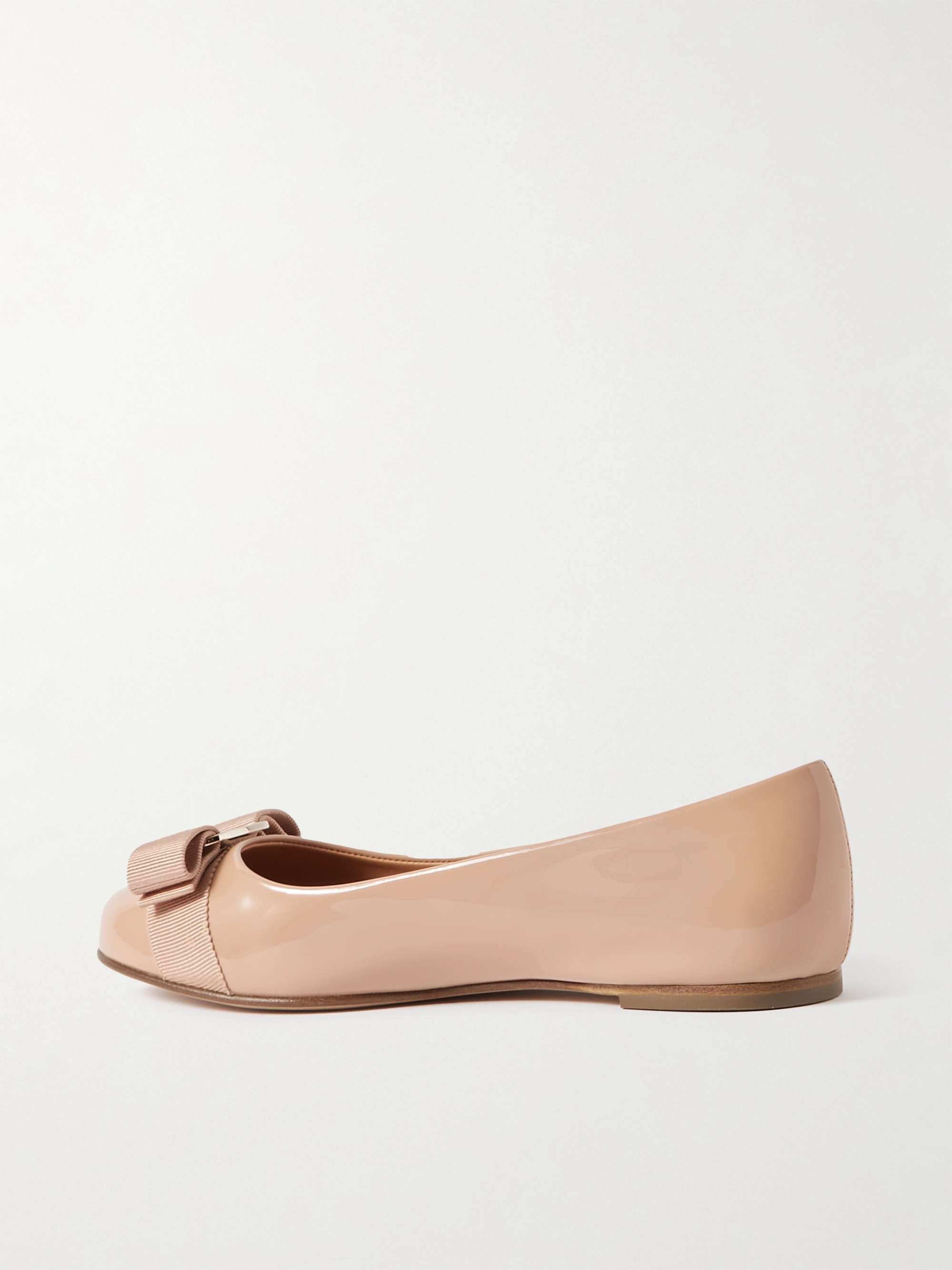 FERRAGAMO Varina bow-embellished patent-leather ballet flats