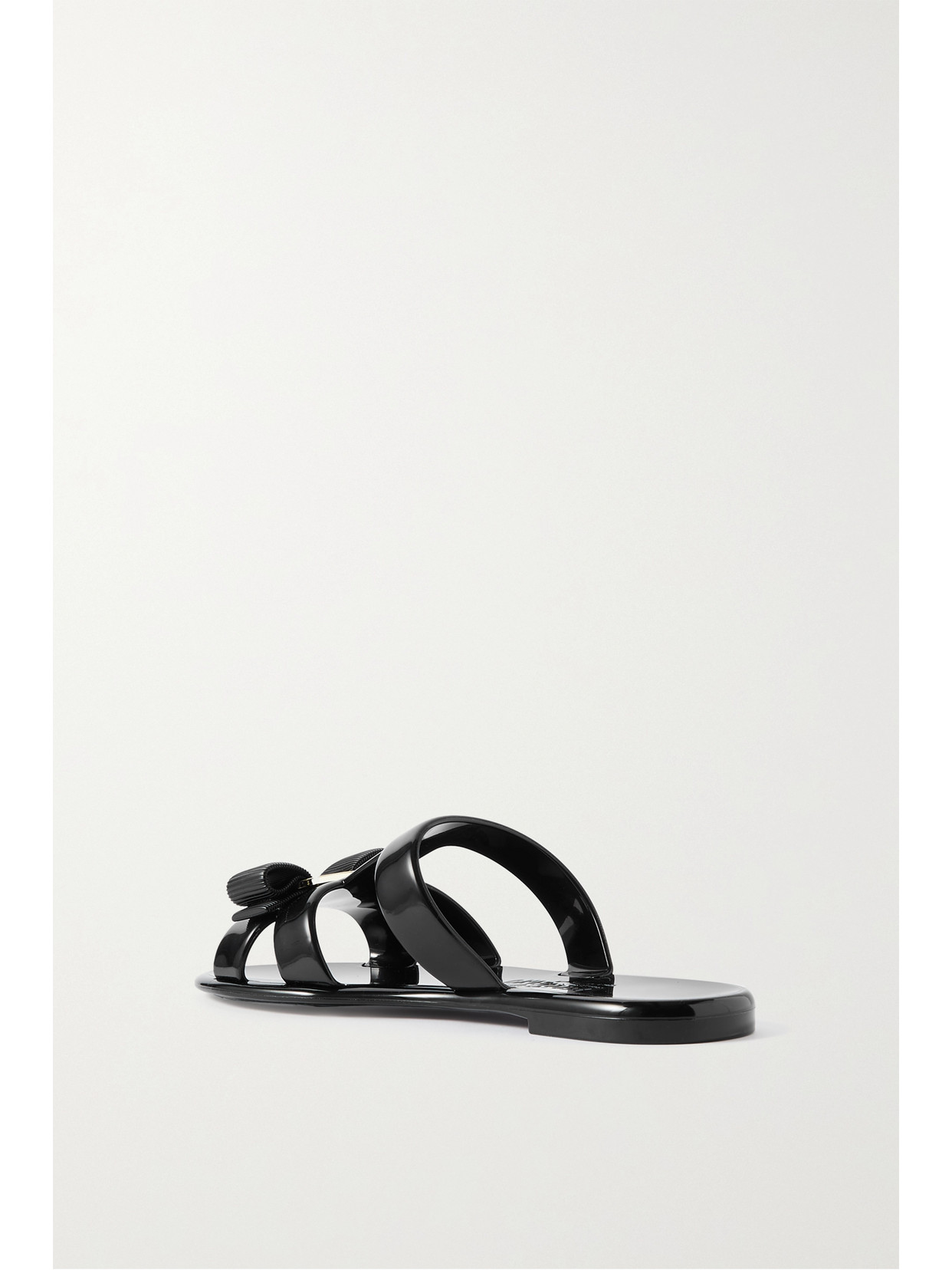 Ferragamo Lilou Vara Plate Flat Slides In Black