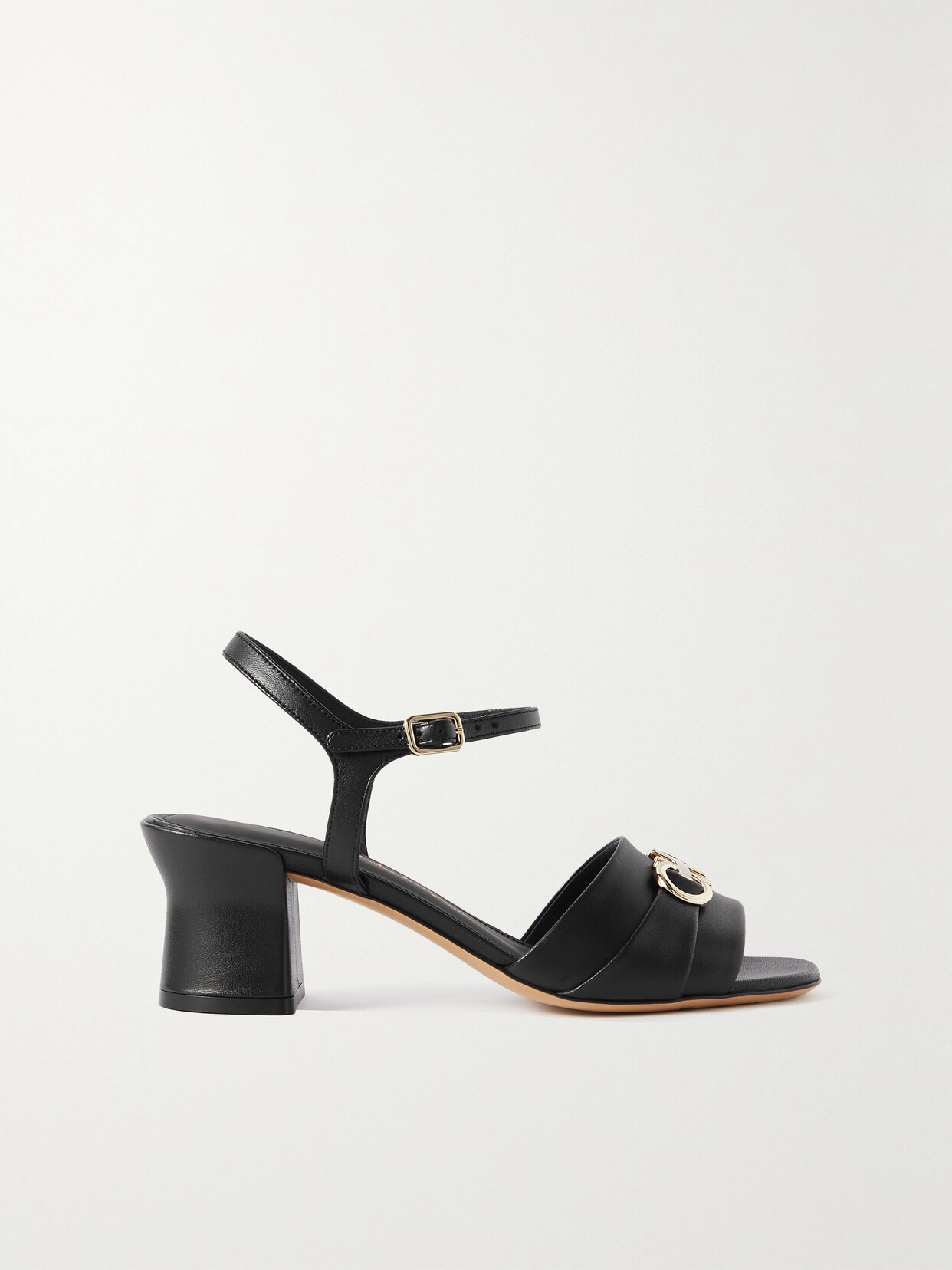 Ferragamo Women's Ondina Leather Gancini Sandals In Nero