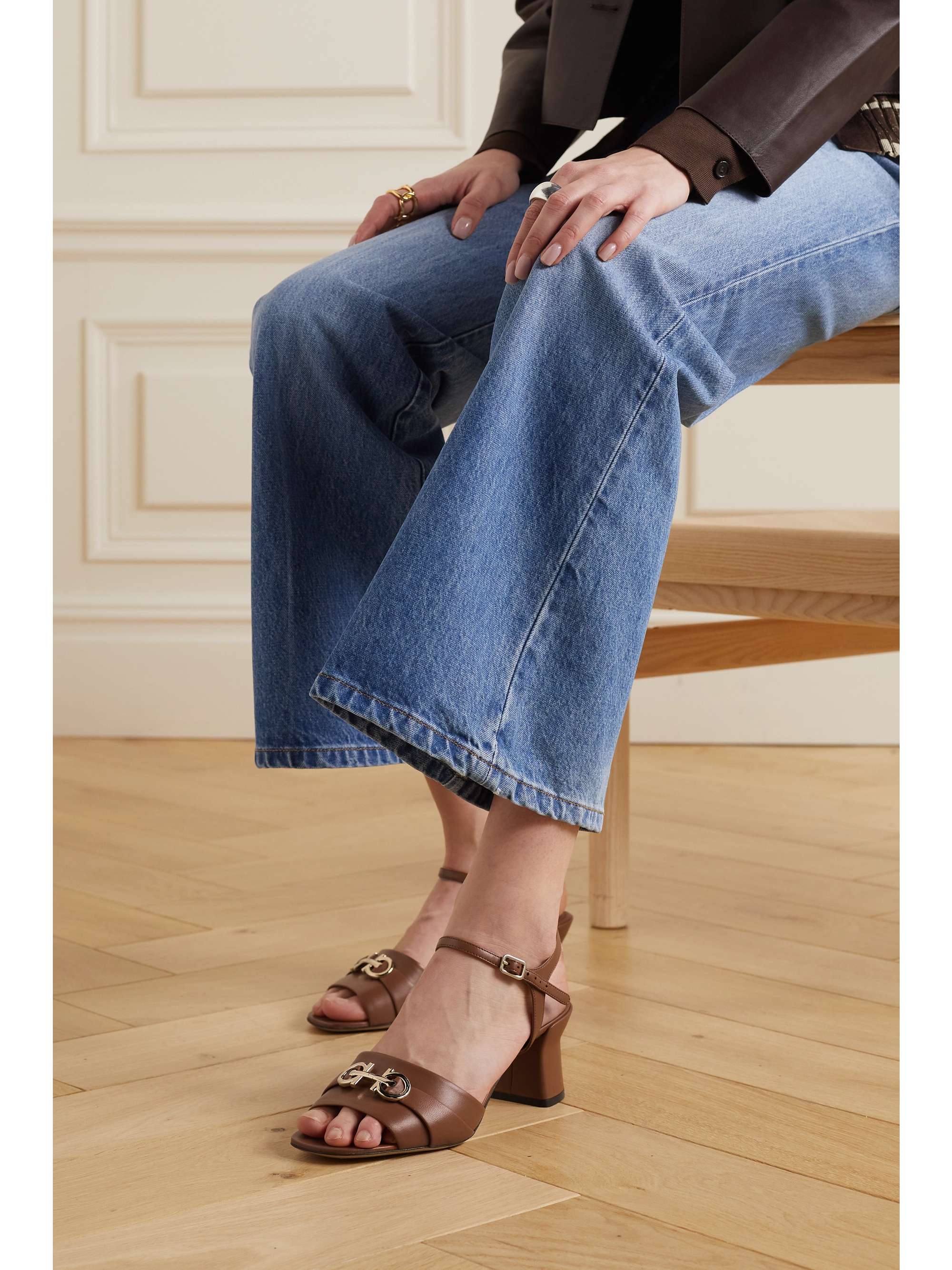 FERRAGAMO Ondina embellished leather sandals