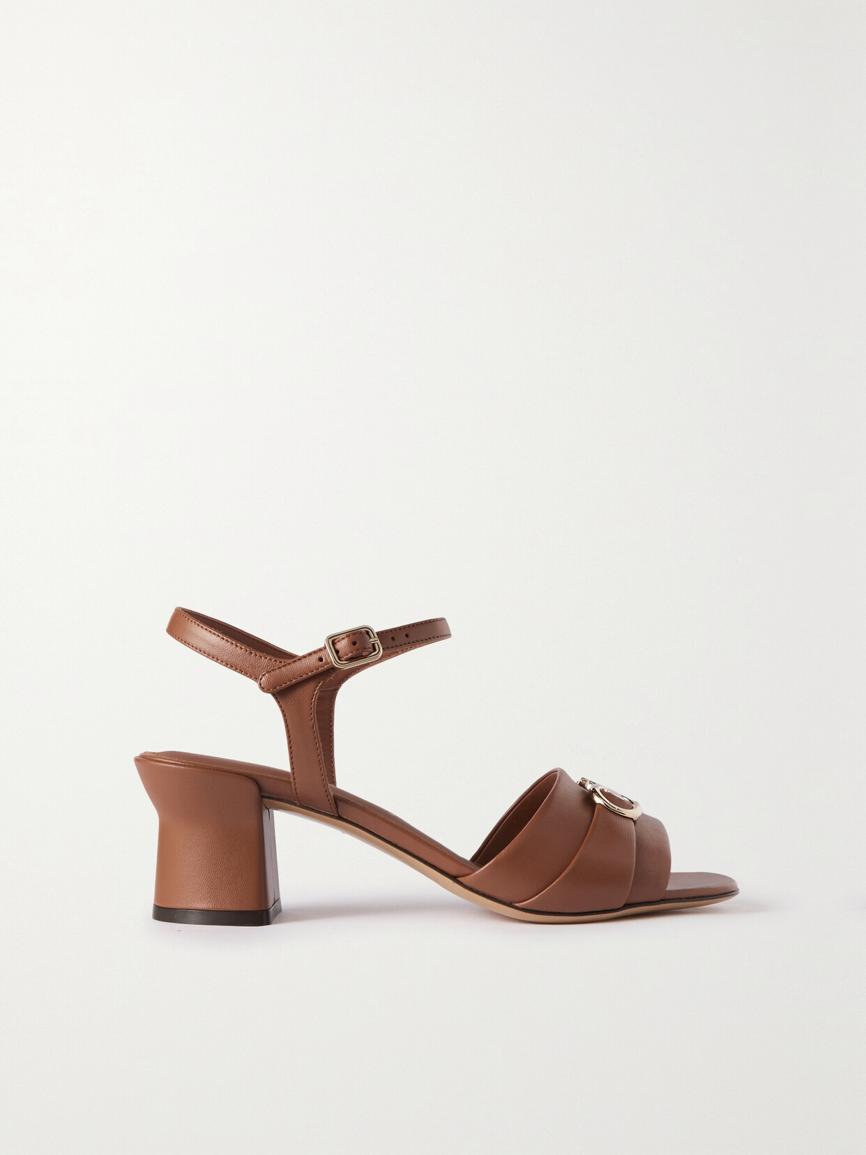 Shop Ferragamo Ondina Embellished Leather Sandals In Brown