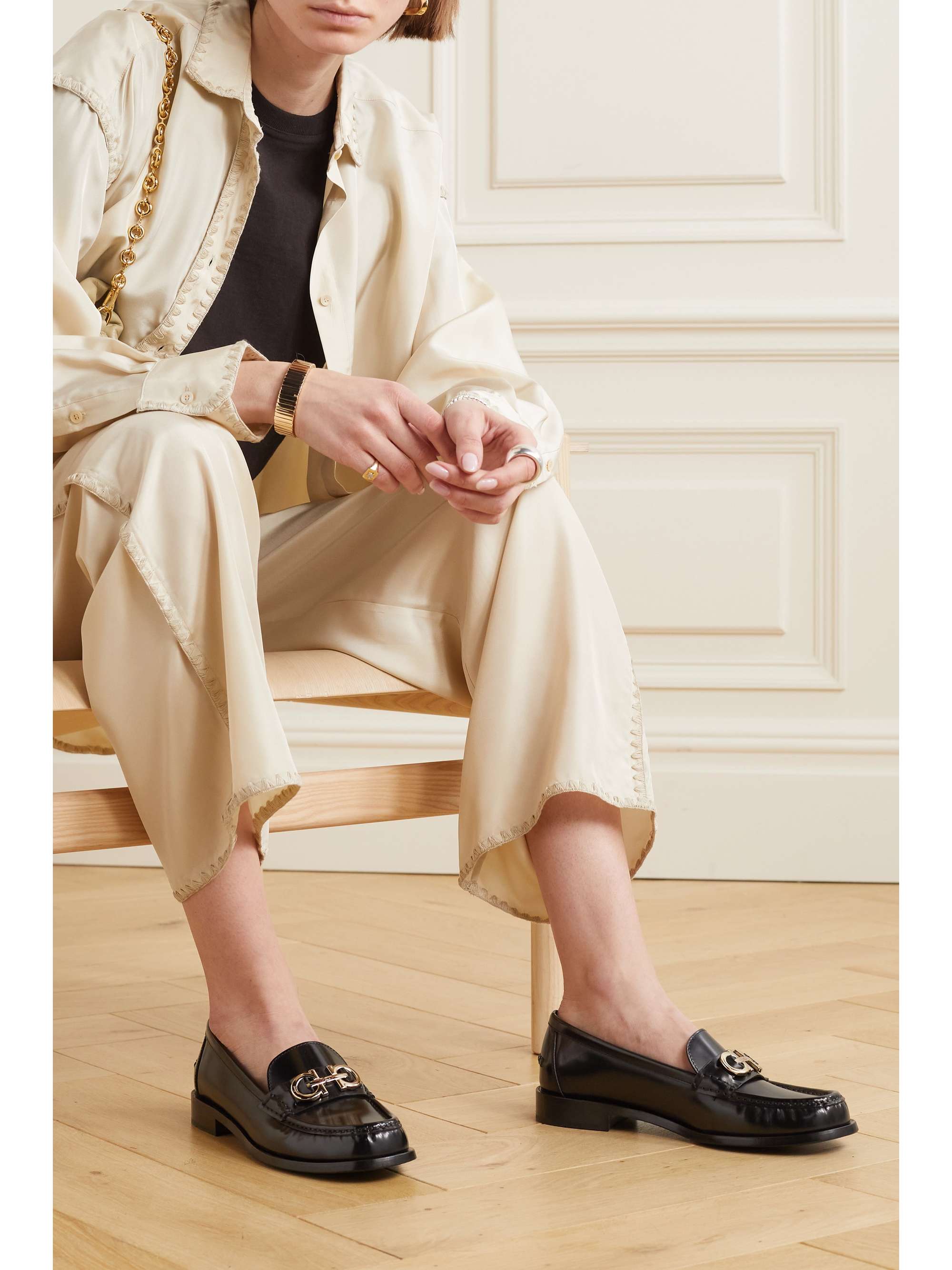 FERRAGAMO glossed-leather loafers | NET-A-PORTER