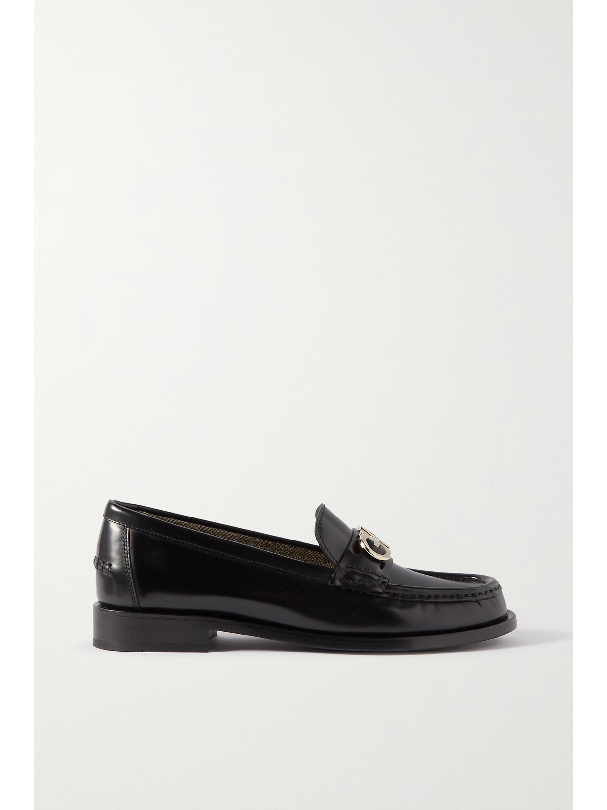Ferragamo Ofelia Embellished Glossed-leather Loafers - Black
