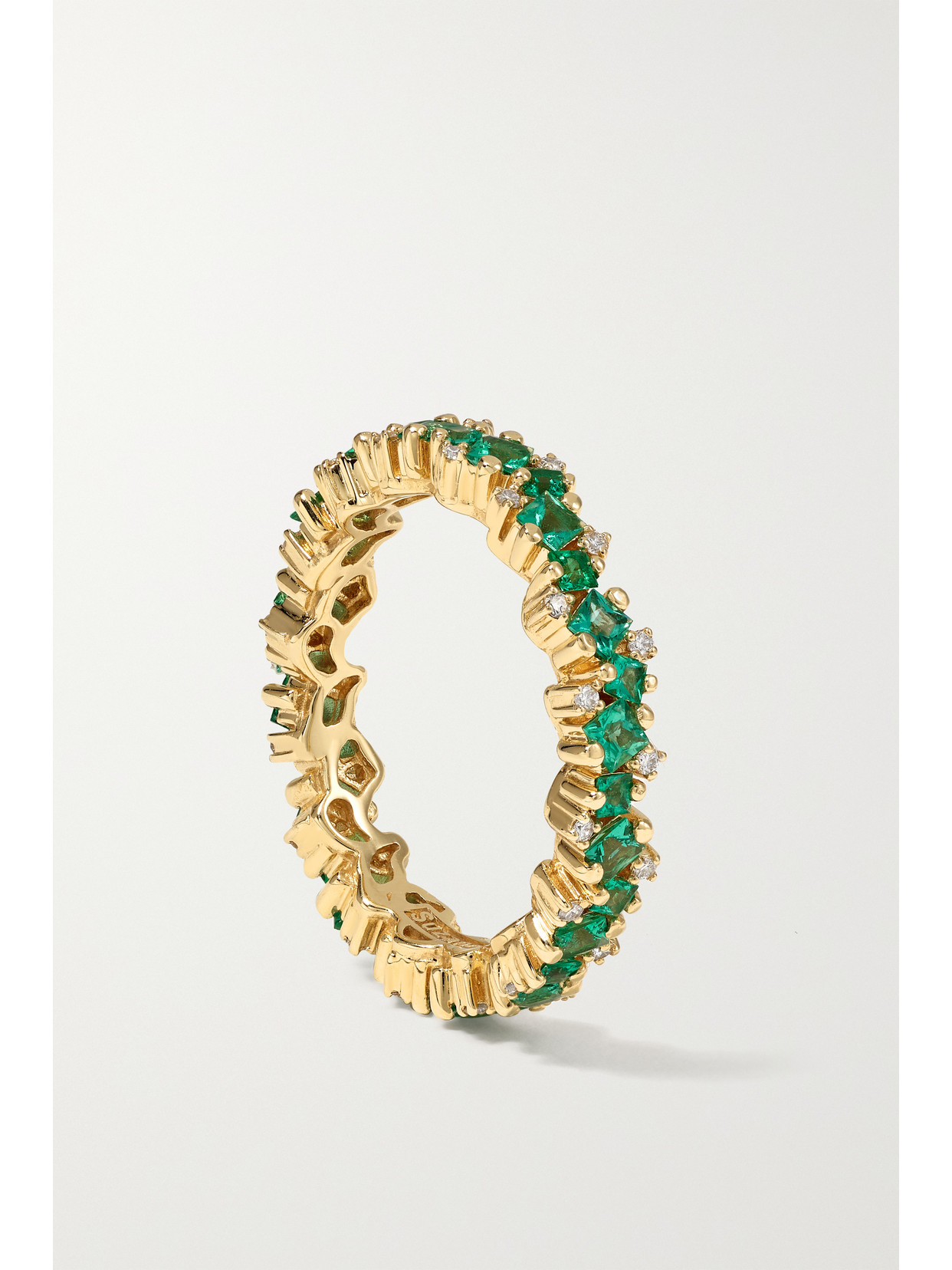 Shop Suzanne Kalan 18-karat Gold, Emerald And Diamond Ring