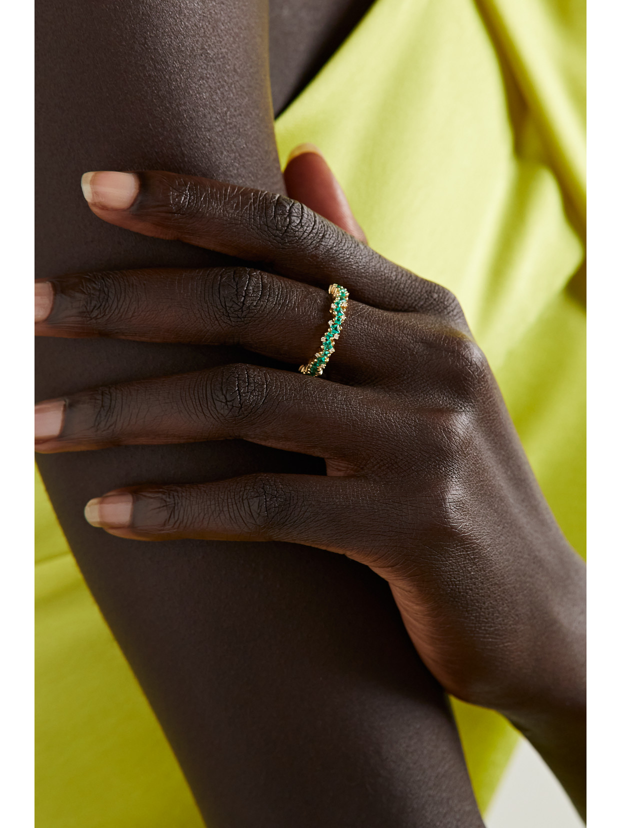 Suzanne Kalan 18-karat Gold, Emerald And Diamond Ring In Gold