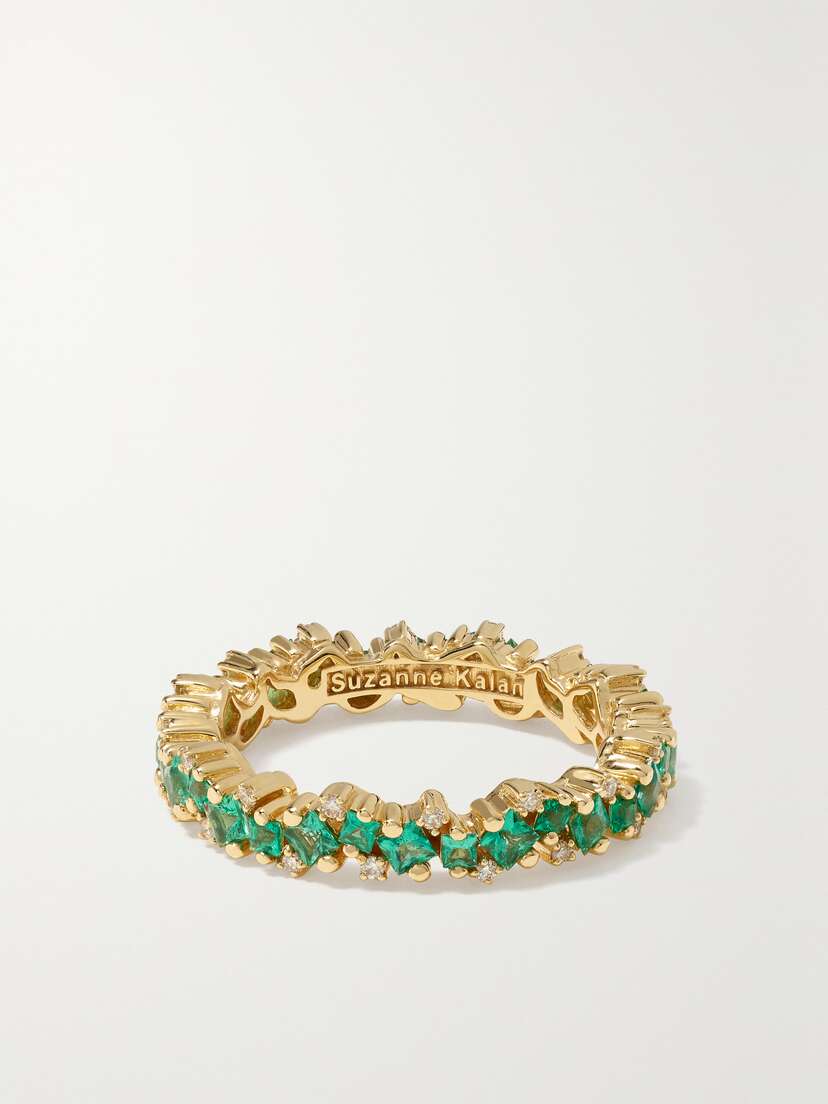 Suzanne Kalan 18-karat Gold, Emerald And Diamond Ring