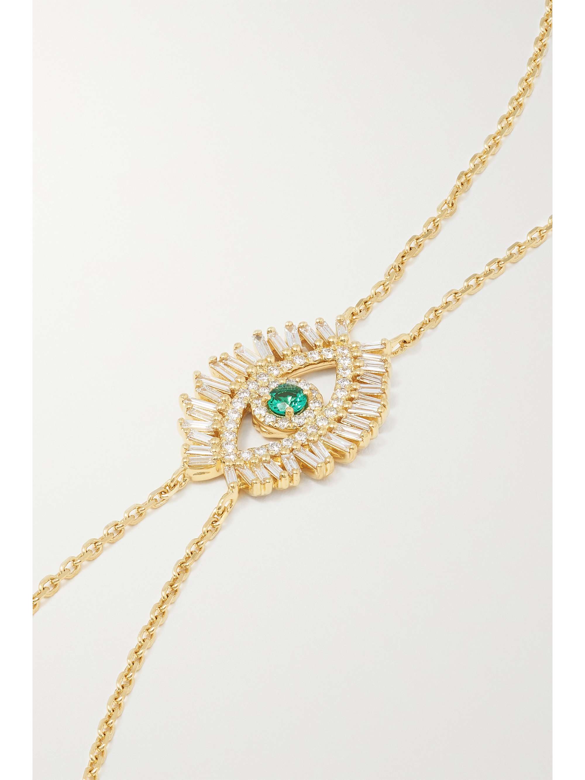 SUZANNE KALAN Evil Eye 18-karat gold, diamond and emerald bracelet