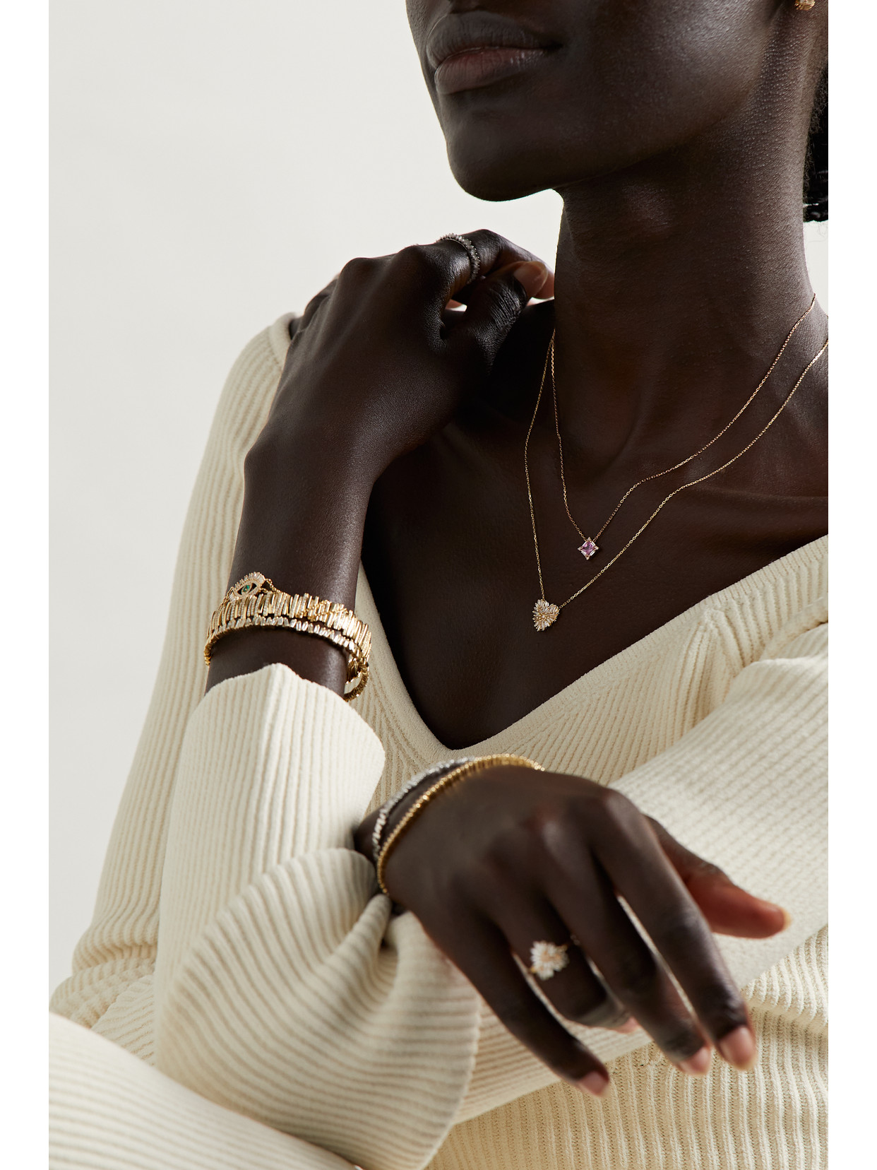Suzanne Kalan Small Rose Gold And Diamond Classic Heart Necklace In Gold