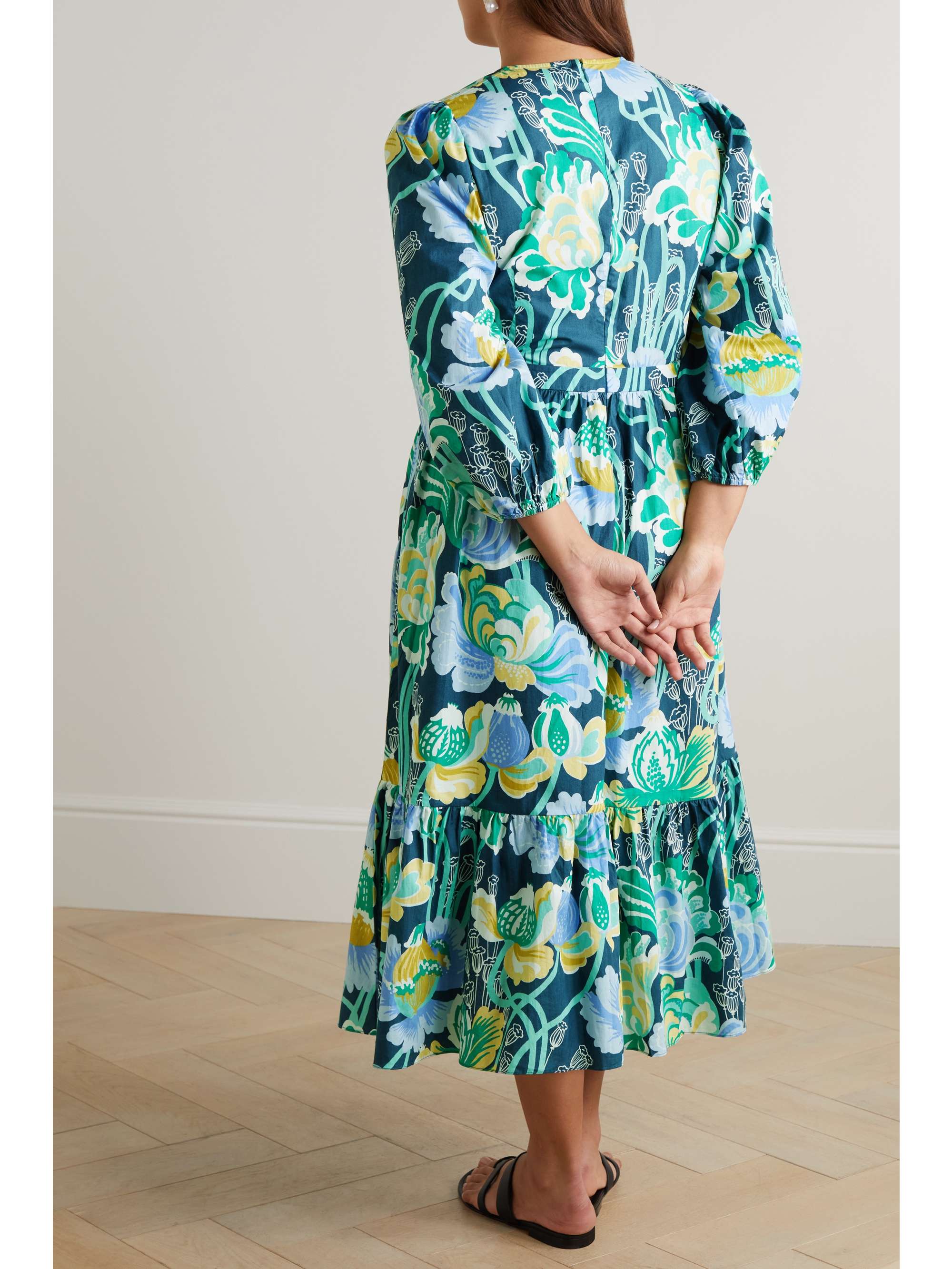 EMPORIO SIRENUSE + NET SUSTAIN Loretta tiered floral-print cotton-poplin midi dress