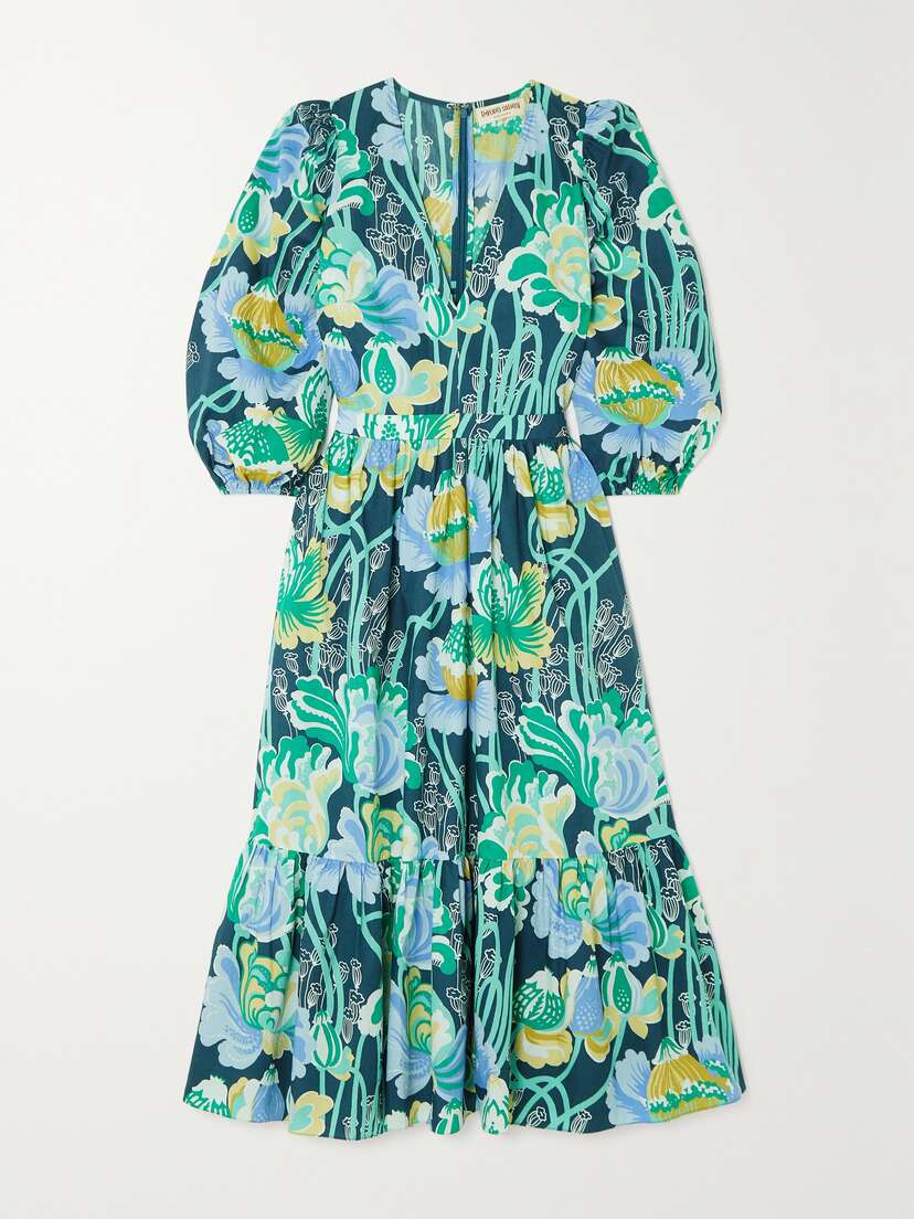 Emporio Sirenuse + Net Sustain Loretta Tiered Floral-print Cotton-poplin Midi Dress