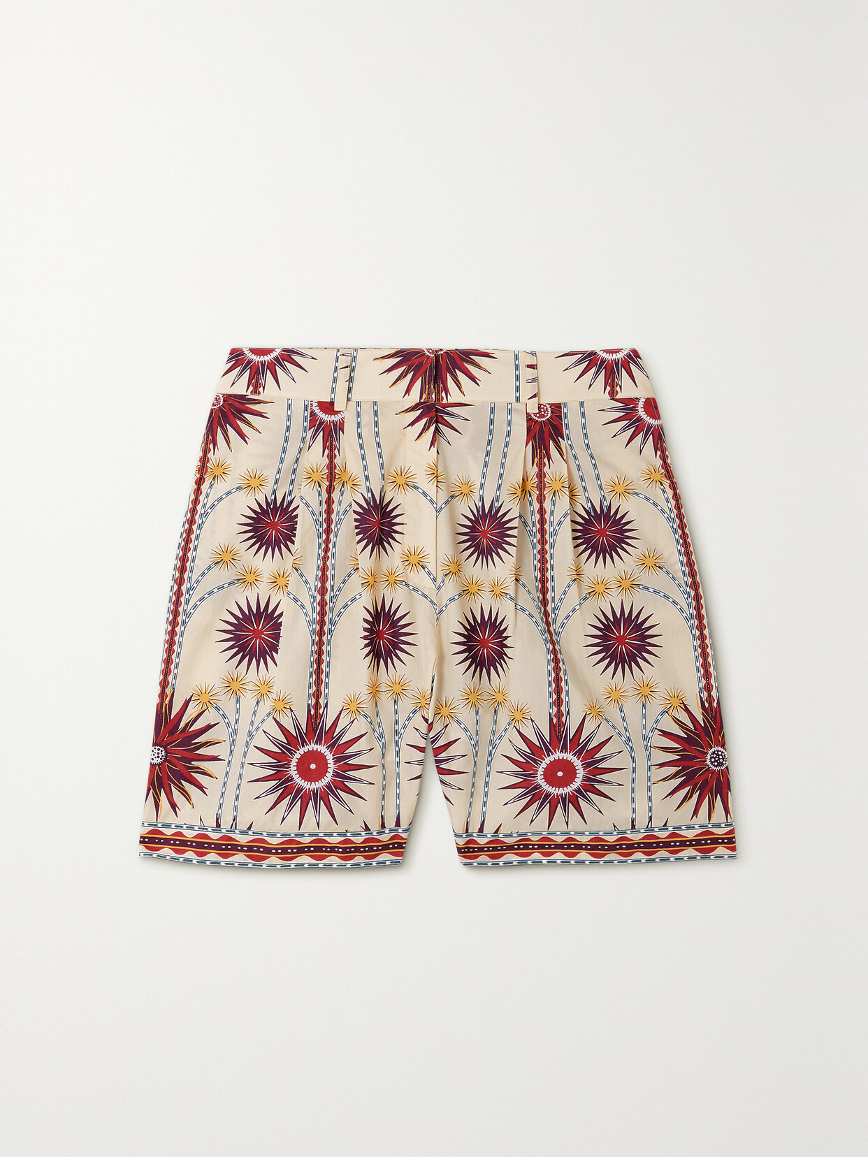 Emporio Sirenuse + Net Sustain Beatrice Sea U Pleated Printed Cotton Shorts - Red