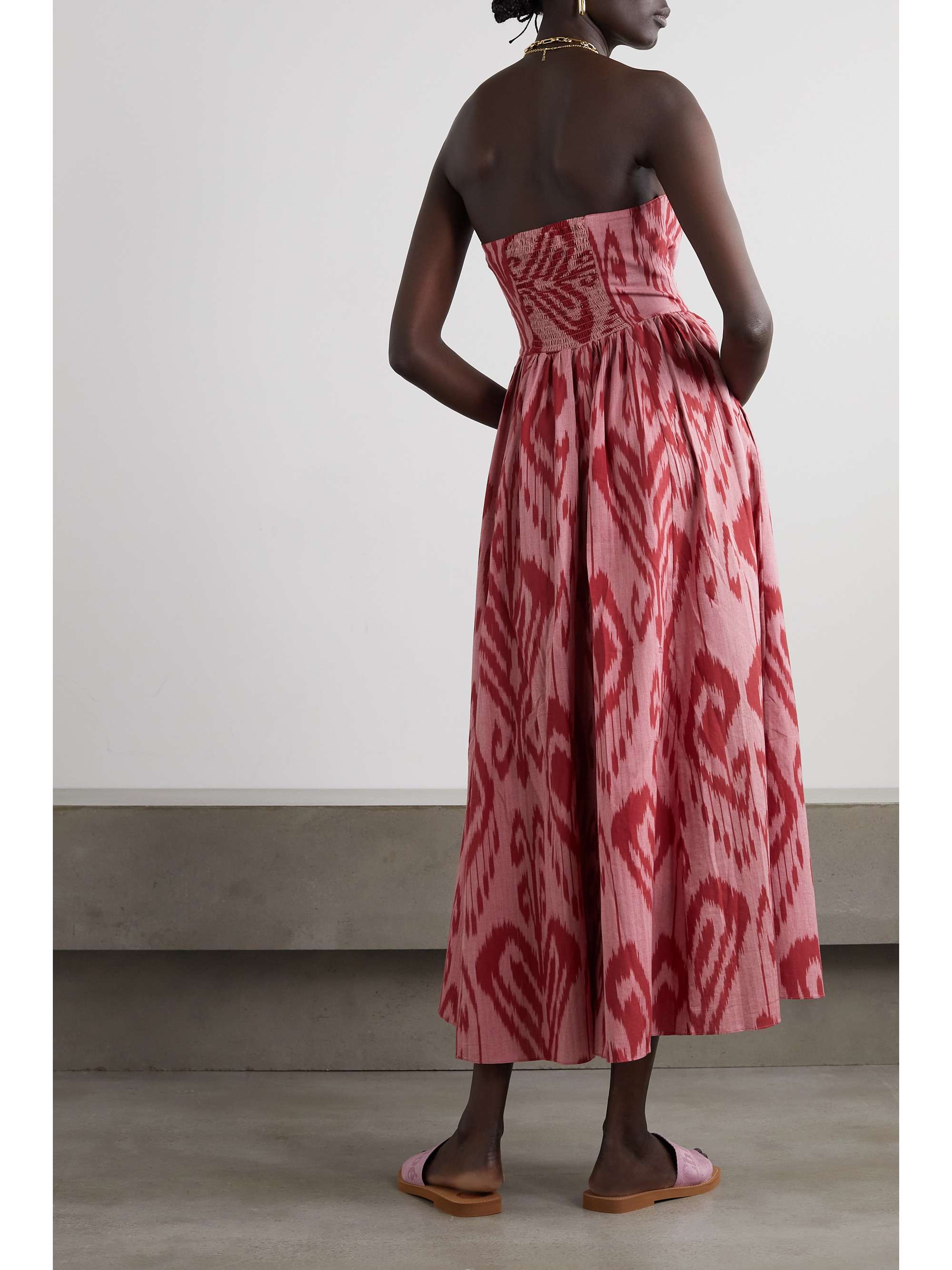 EMPORIO SIRENUSE + NET SUSTAIN Johanna strapless cotton-jacquard midi dress