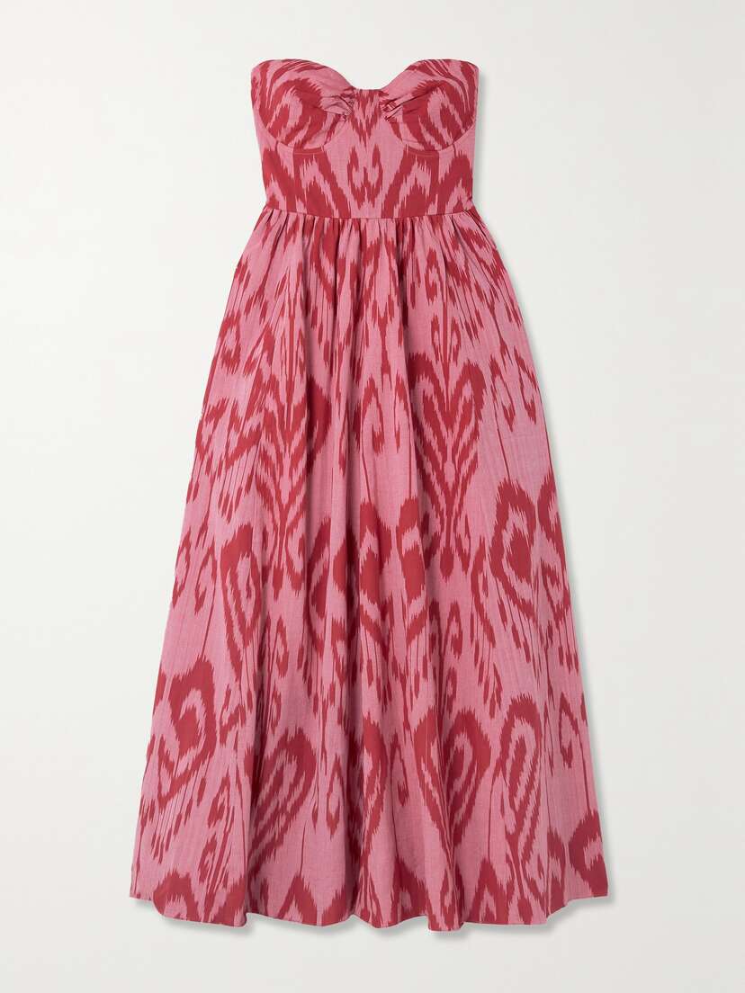 Emporio Sirenuse + Net Sustain Johanna Strapless Cotton-jacquard Midi Dress