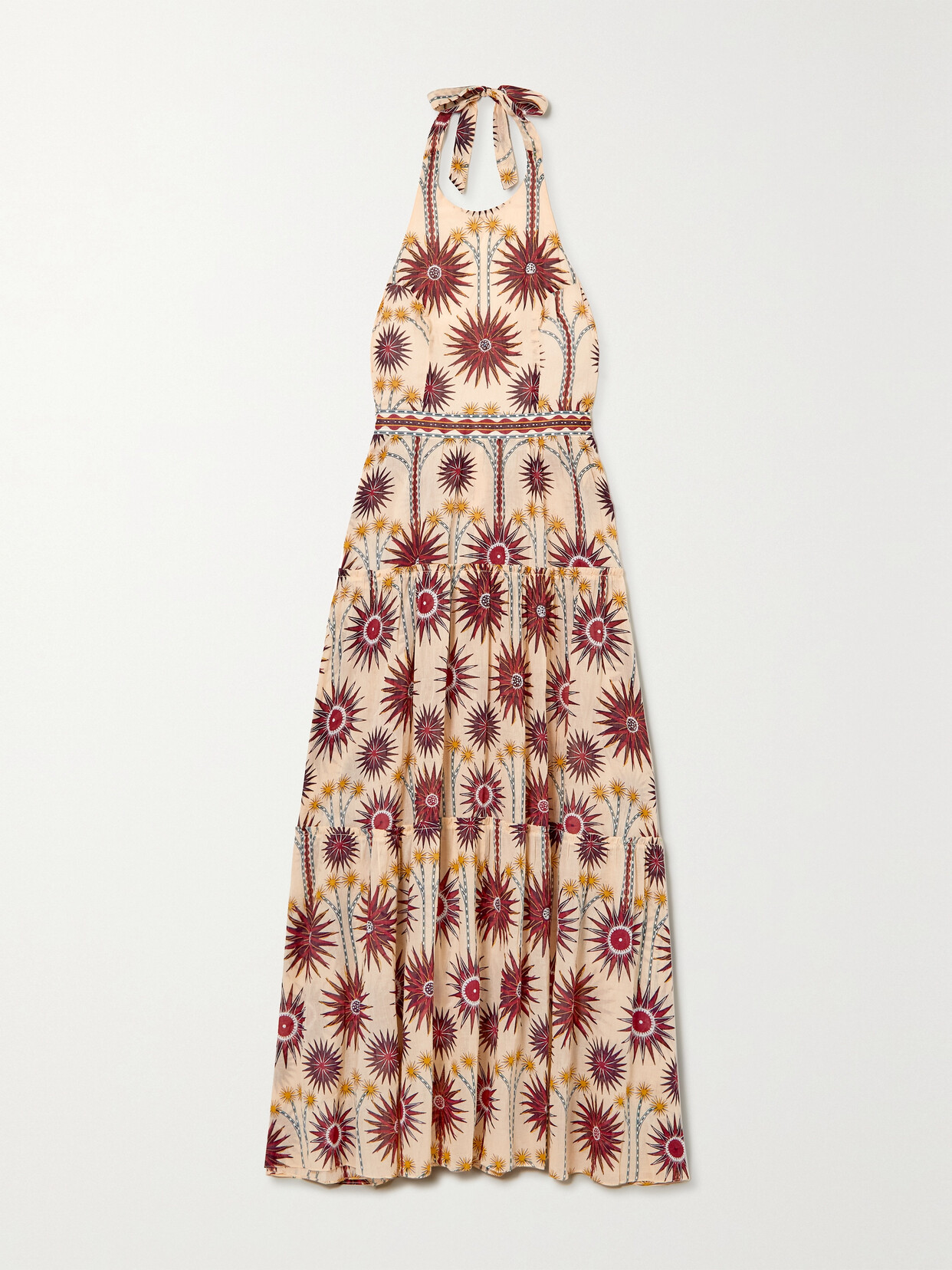 Emporio Sirenuse + Net Sustain Isotta Tiered Printed Cotton-voile Halterneck Maxi Dress - IT50