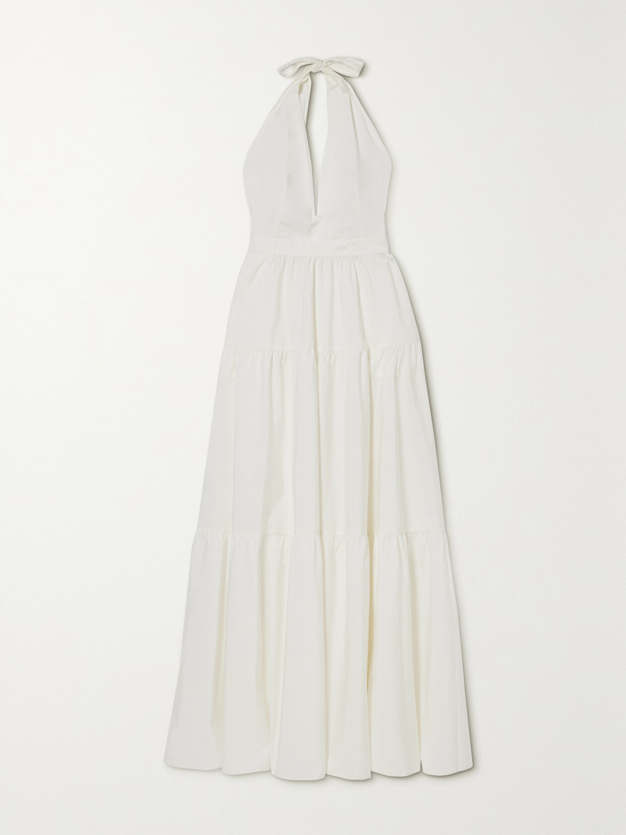 Emporio Sirenuse Colette Tiered Cotton-poplin Halterneck Maxi Dress
