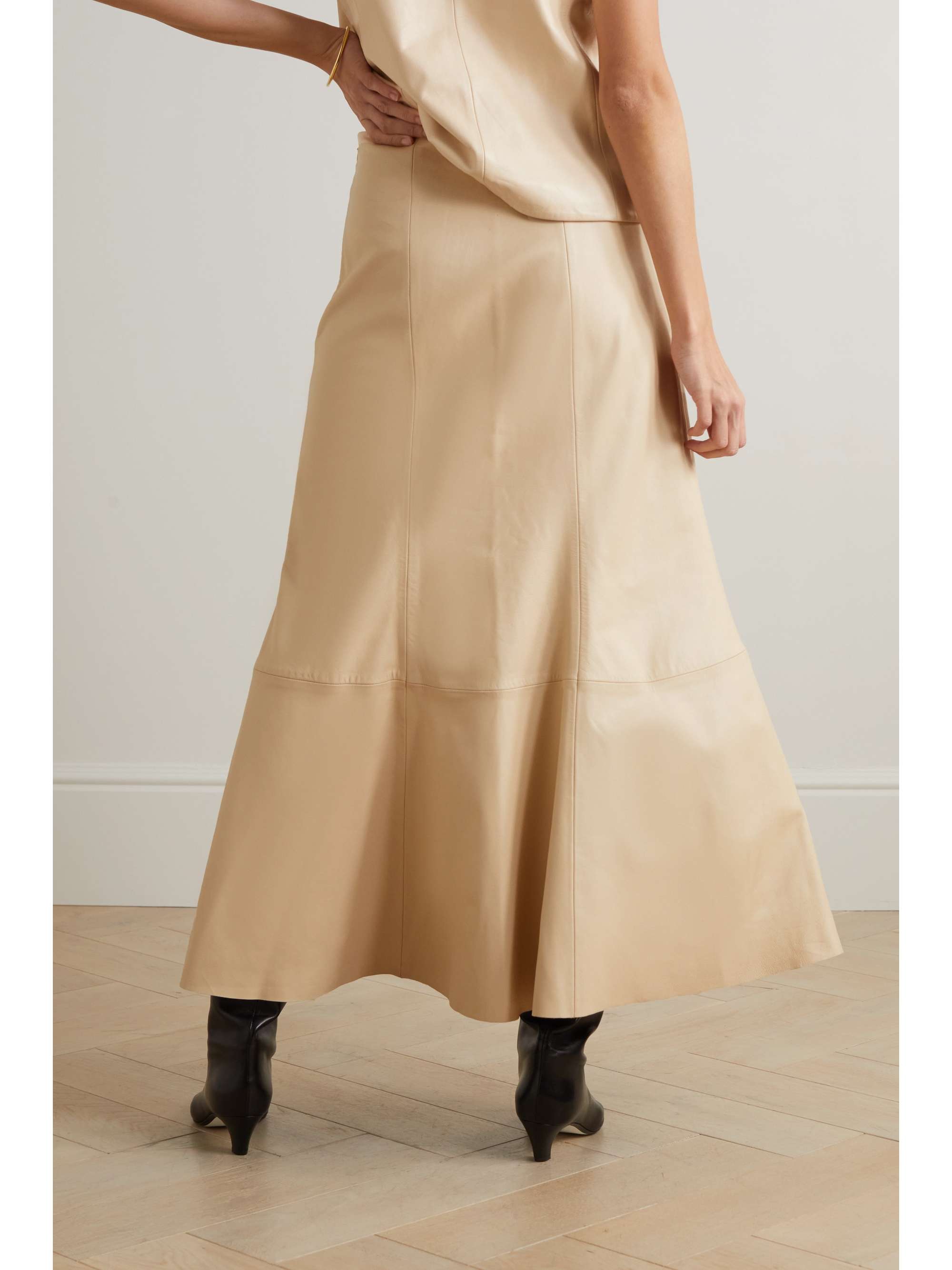 BY MALENE BIRGER Floela paneled leather midi skirt