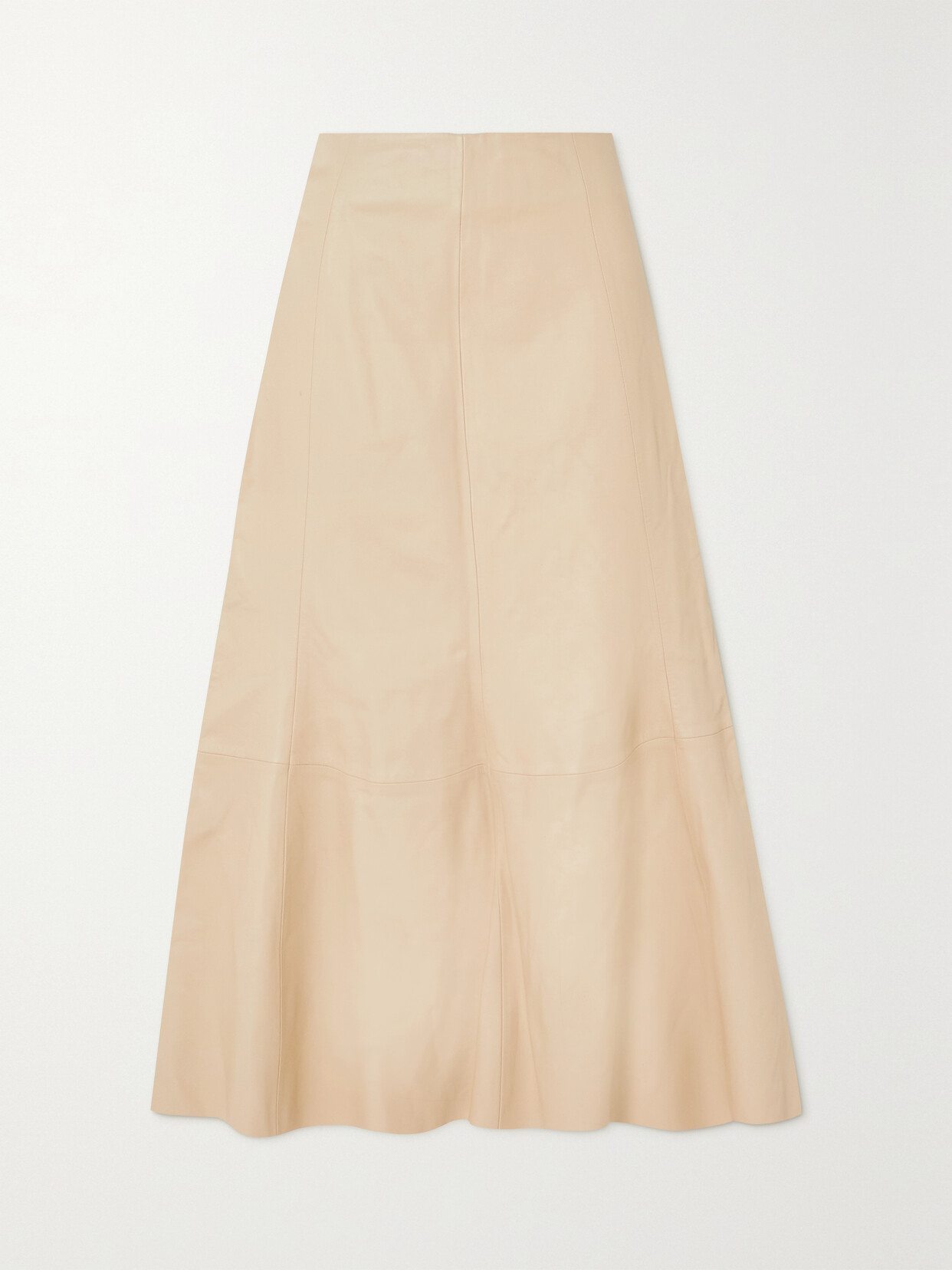 By Malene Birger Floela Paneled Leather Midi Skirt - Cream