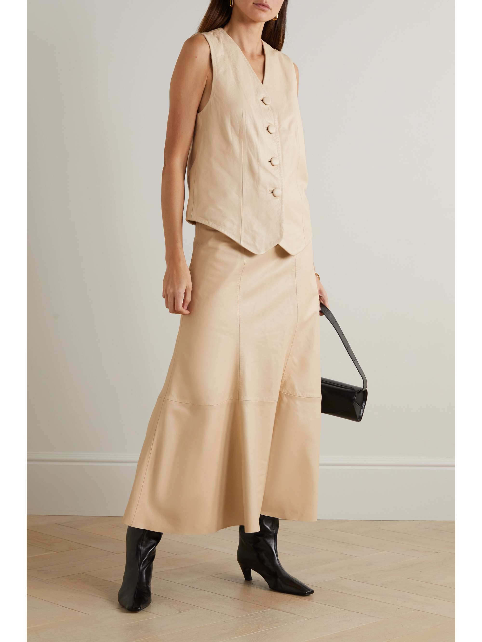BY MALENE BIRGER Floela paneled leather midi skirt