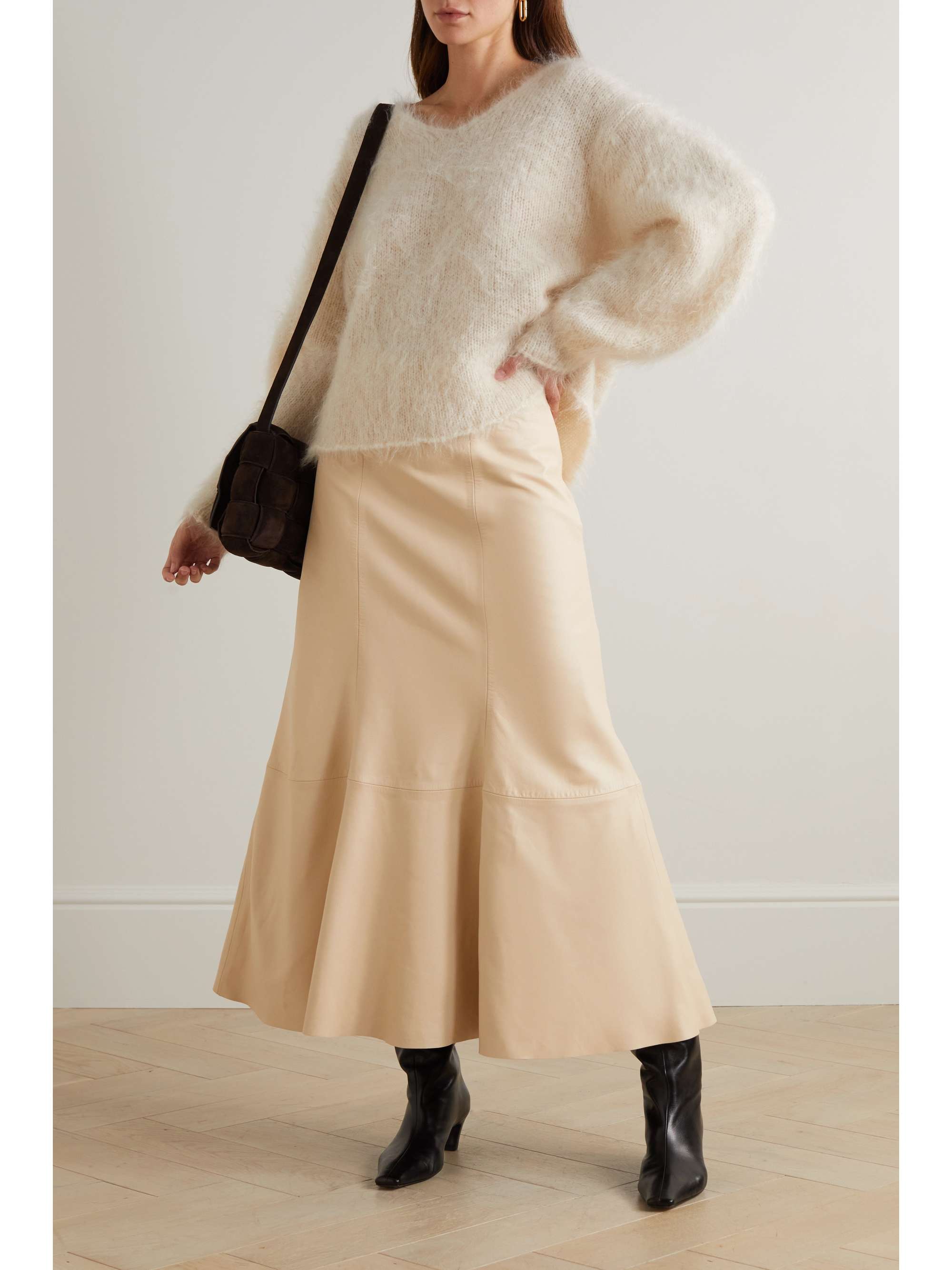 BY MALENE BIRGER Floela paneled leather midi skirt