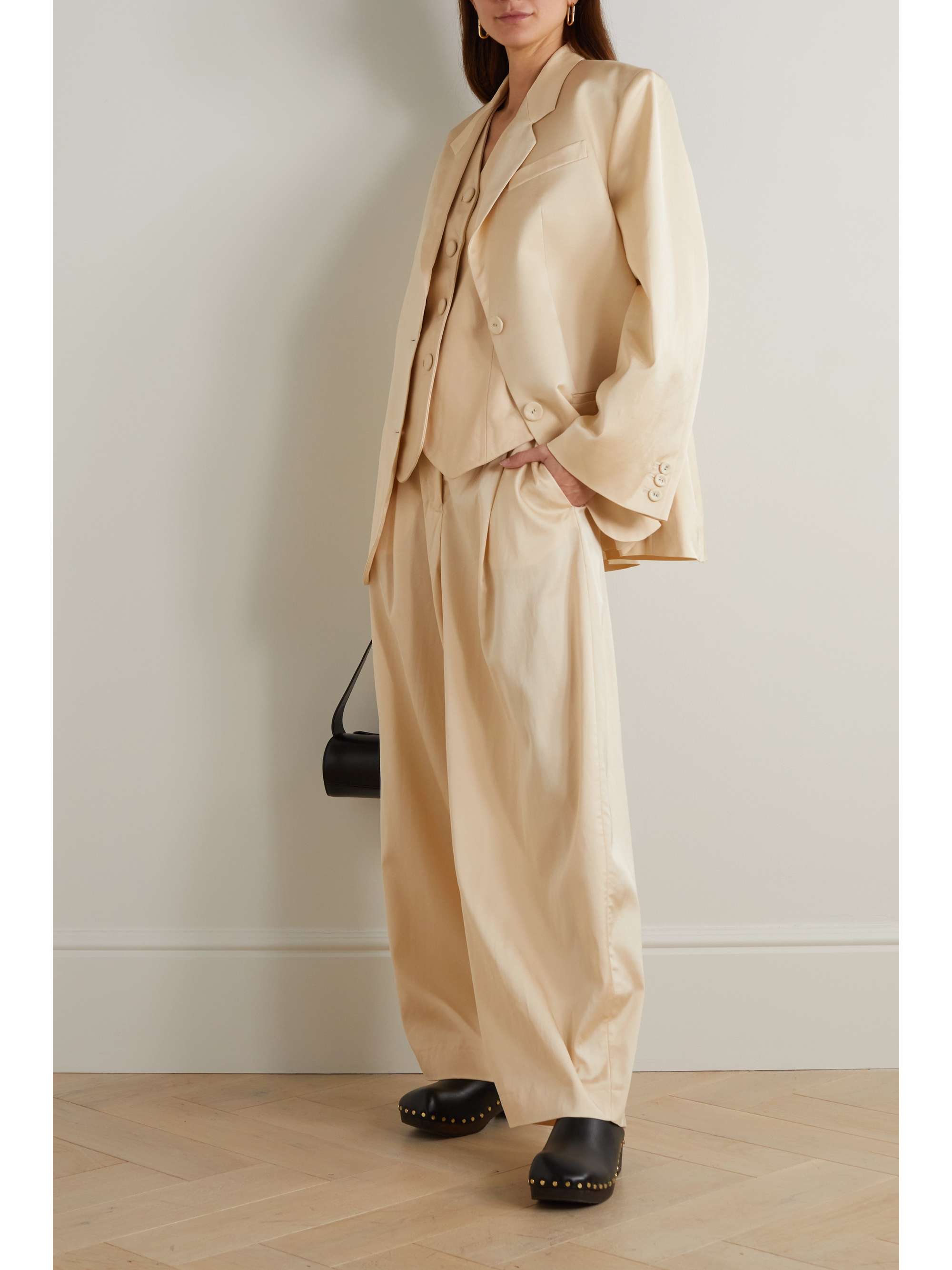BY MALENE BIRGER Povilos pleated wool-blend twill wide-leg pants