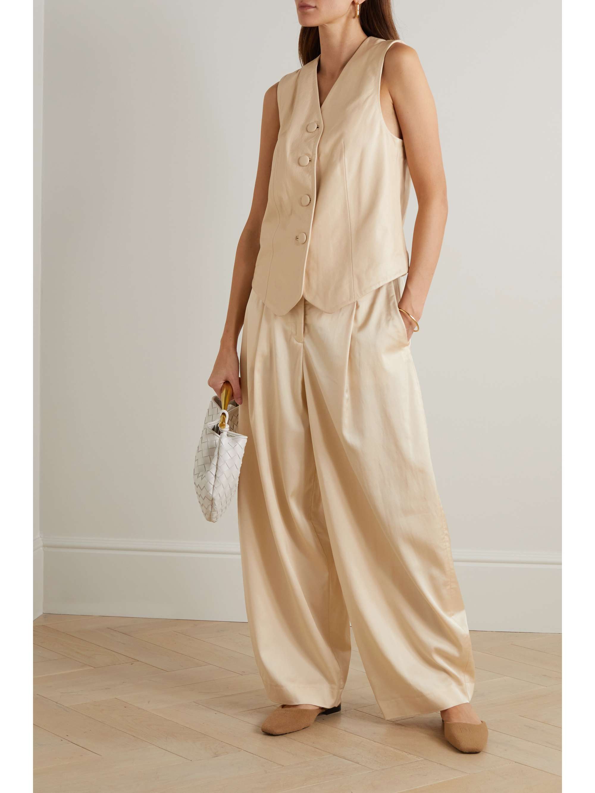 BY MALENE BIRGER Povilos pleated wool-blend twill wide-leg pants