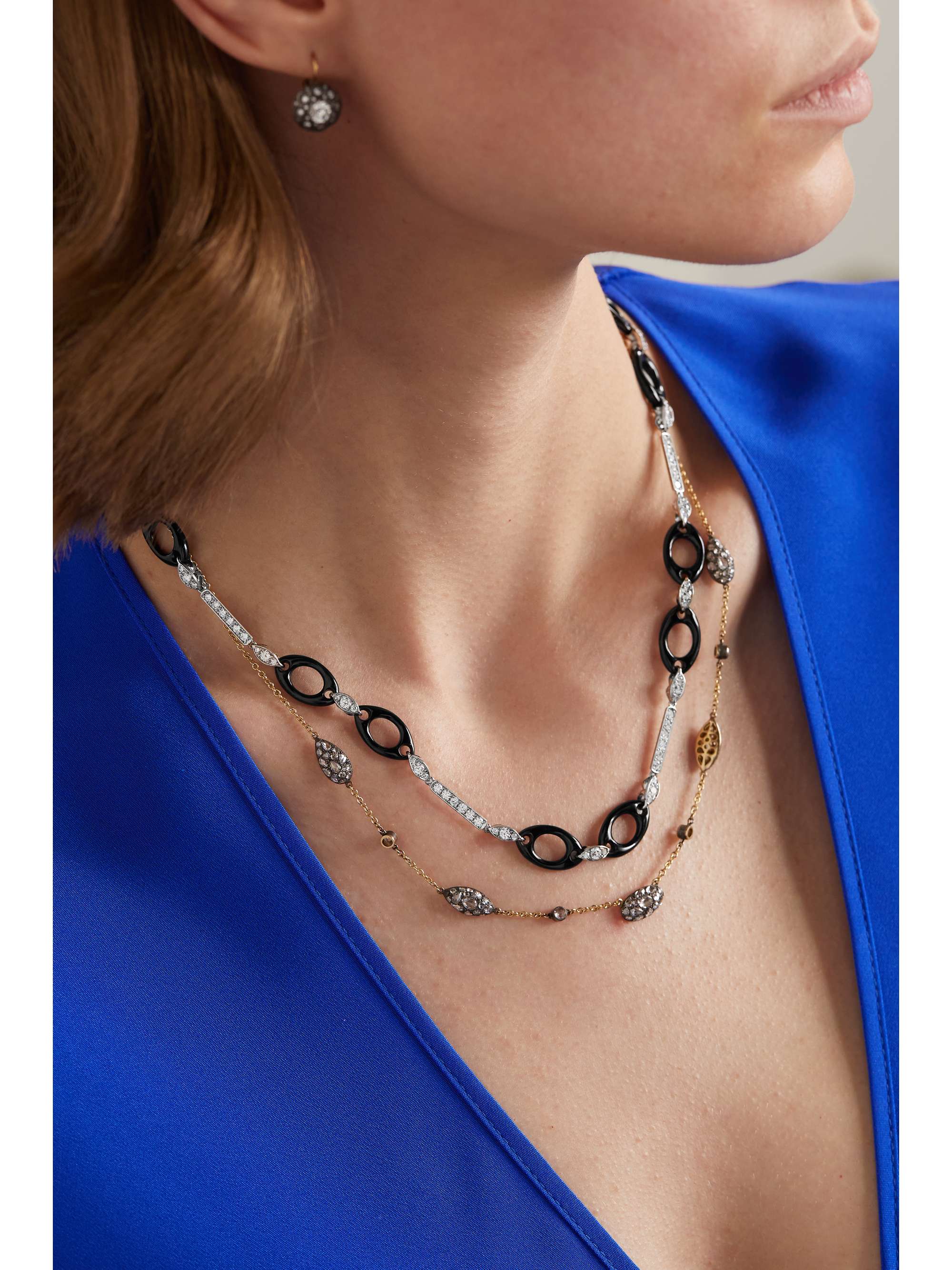 FRED LEIGHTON Collection 18K 白金、玉石、钻石项链