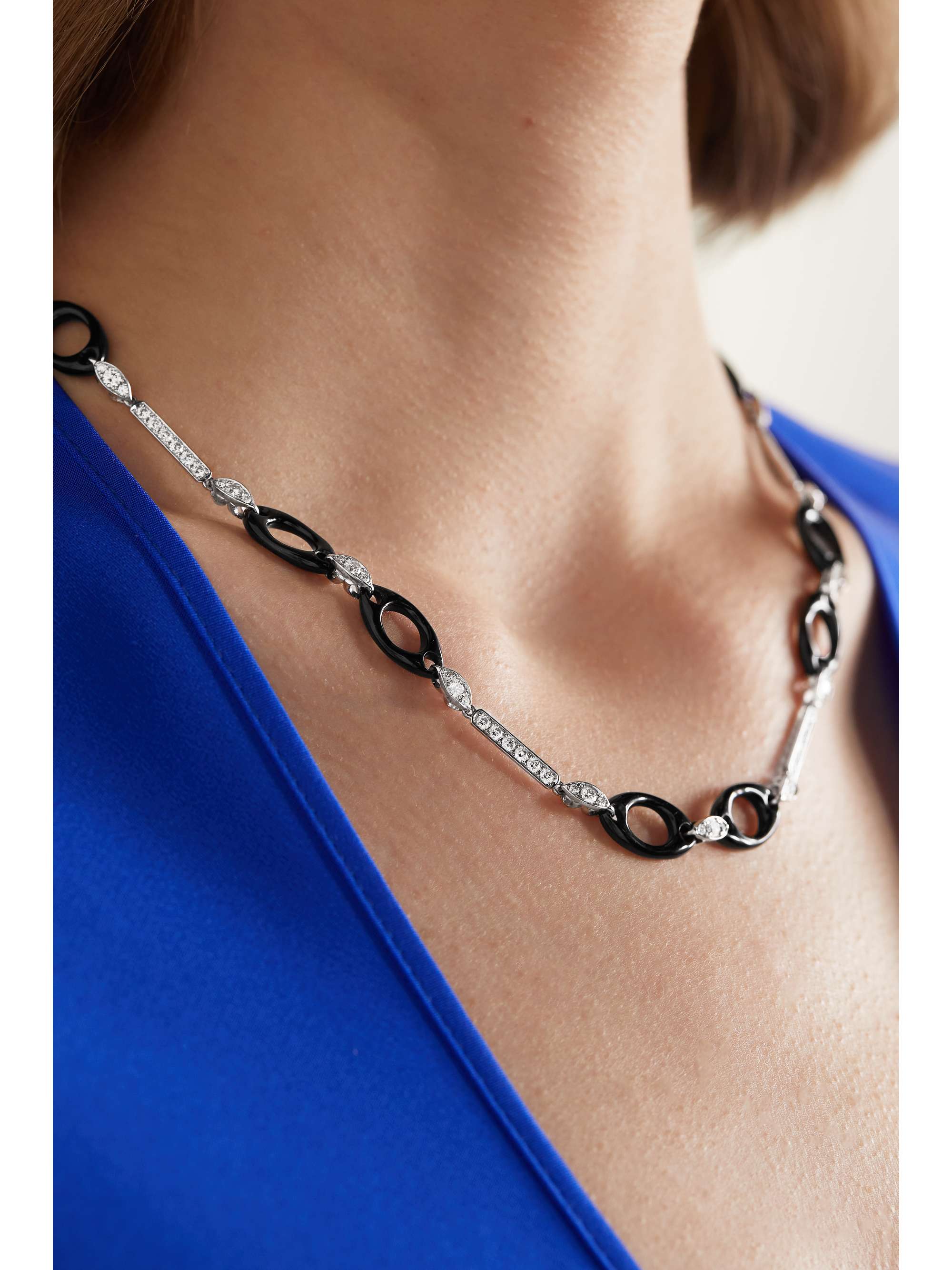 FRED LEIGHTON Collection 18K 白金、玉石、钻石项链