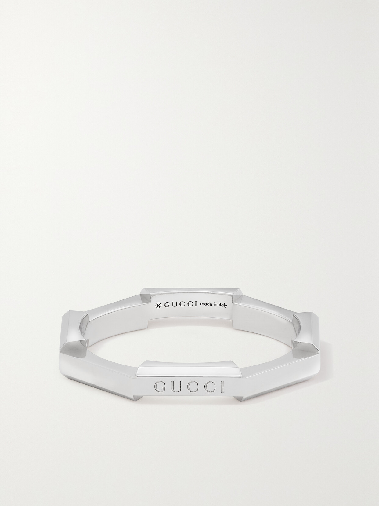 Gucci Link To Love 18-karat White Gold Ring In Metallic