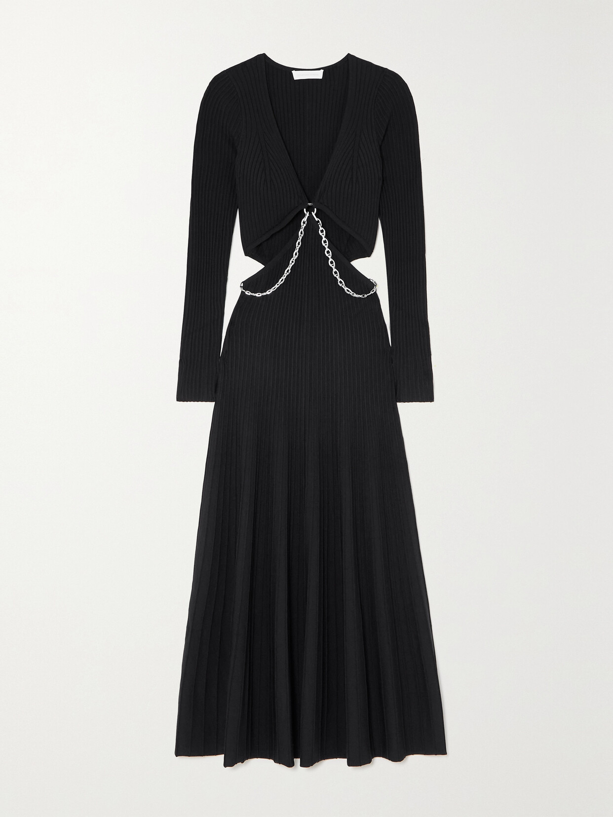 SIMKHAI Kathryn Cutout Embellished Ribbed-knit Midi Dress - Black