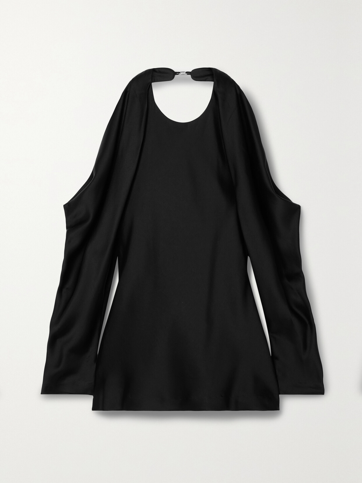 Simkhai Marisa Cold-shoulder Open-back Satin Top In Black