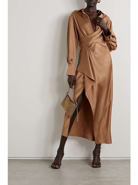 JONATHAN SIMKHAI Talita wrap-effect satin midi dress | NET-A-PORTER US
