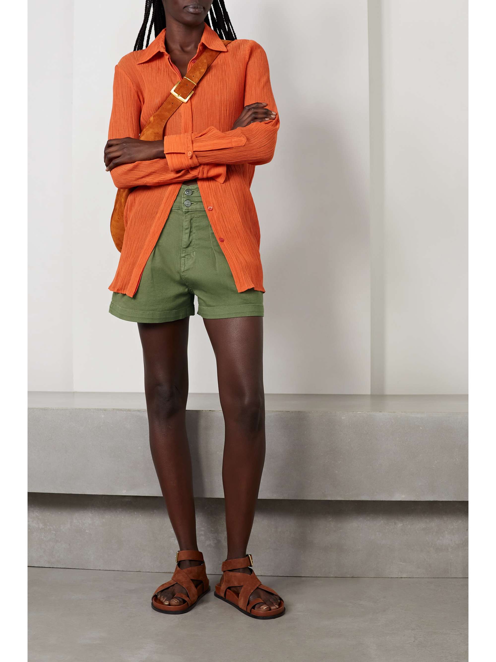 VERONICA BEARD Jaylen pleated denim shorts