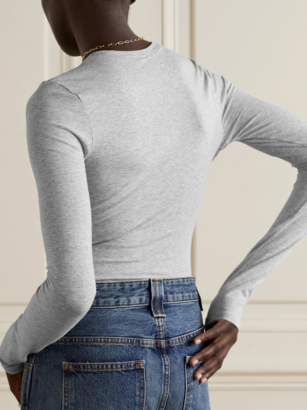 Skims Stretch-cotton Jersey Top In Gray