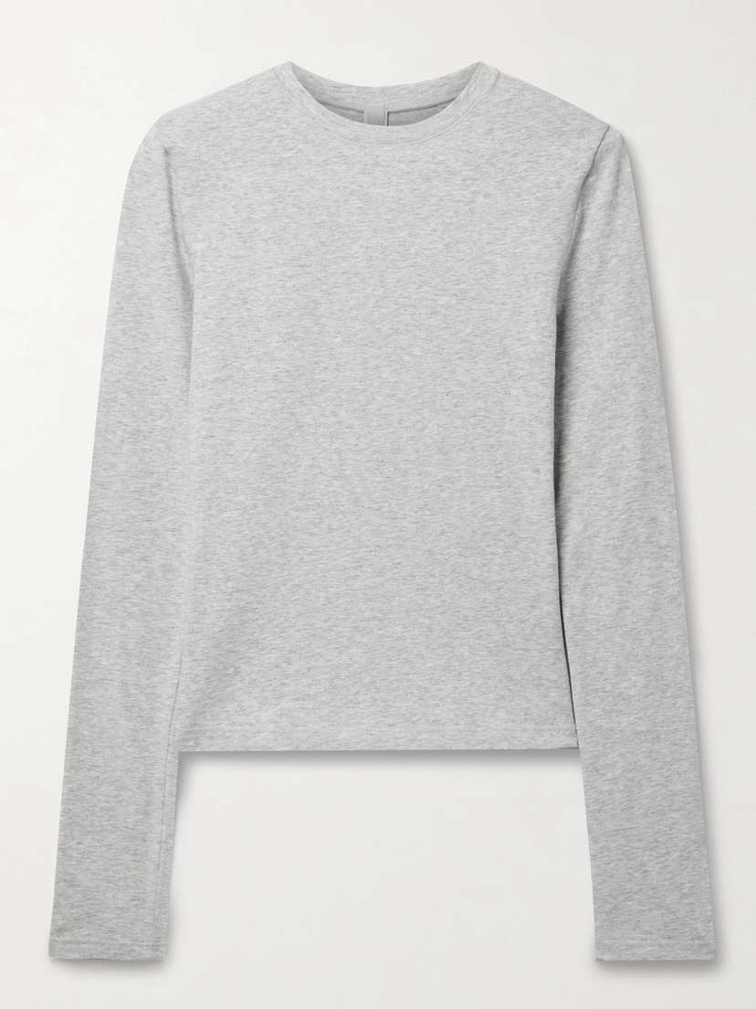 Skims Stretch-cotton Jersey Top - Light Heather Gray