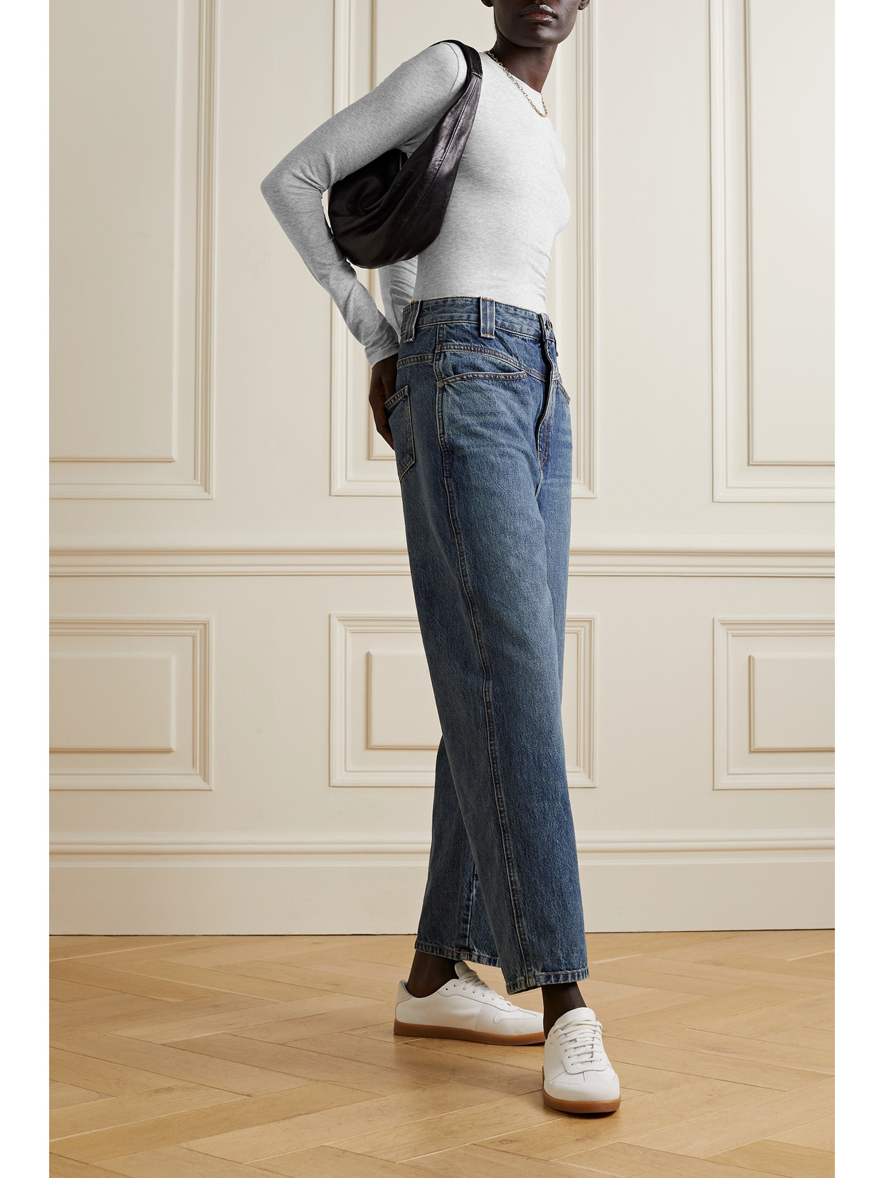 Skims Stretch-cotton Jersey Top In Gray