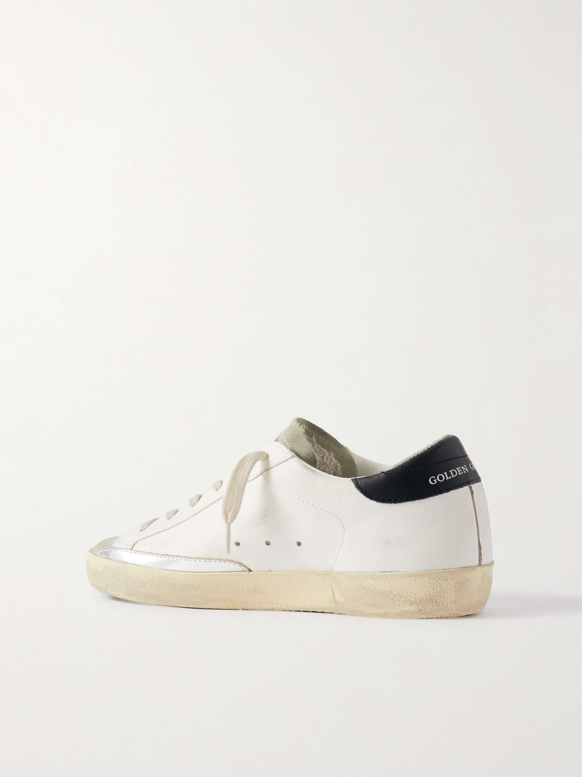 GOLDEN GOOSE Superstar distressed leather-trimmed suede sneakers