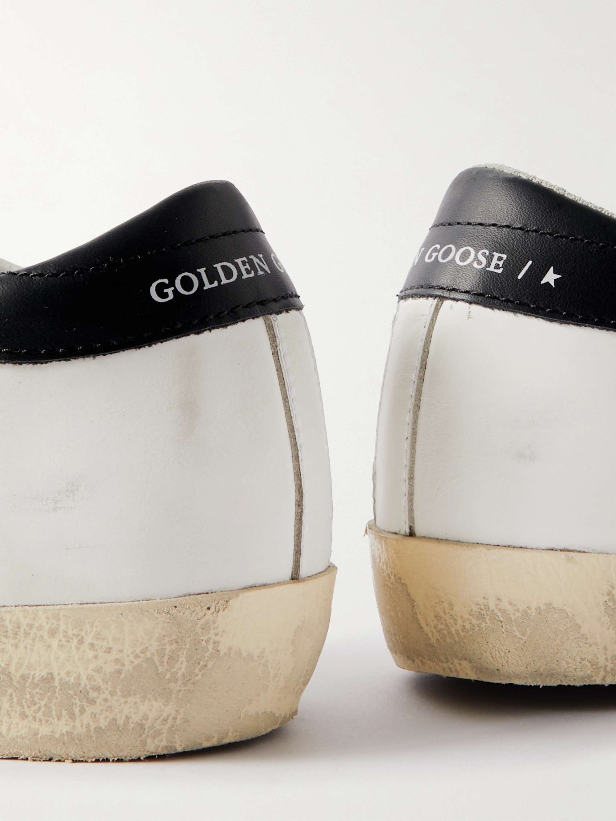 GOLDEN GOOSE Superstar distressed leather-trimmed suede sneakers