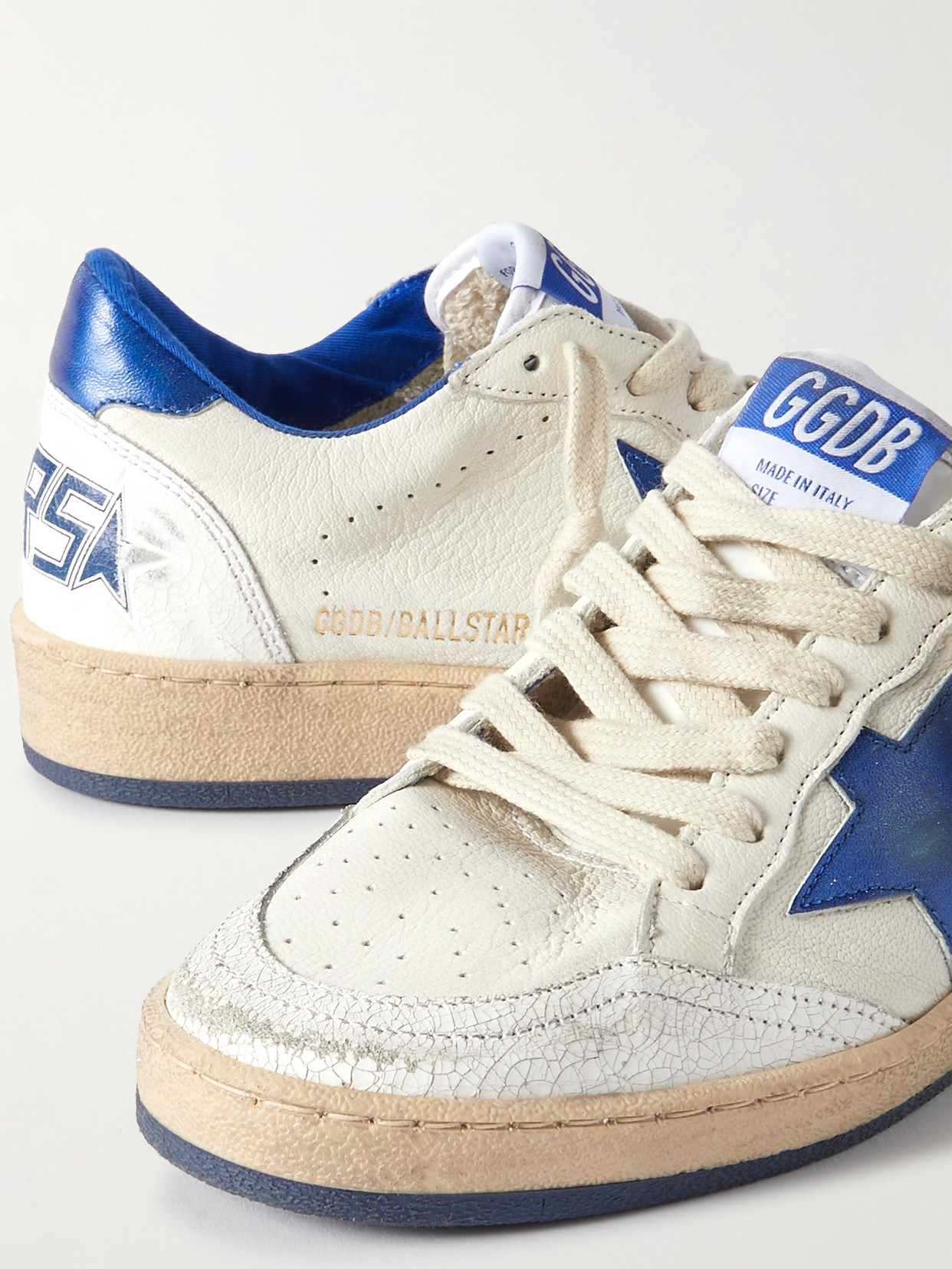 Golden Goose Ball Star Sneakers In White Leather In White
