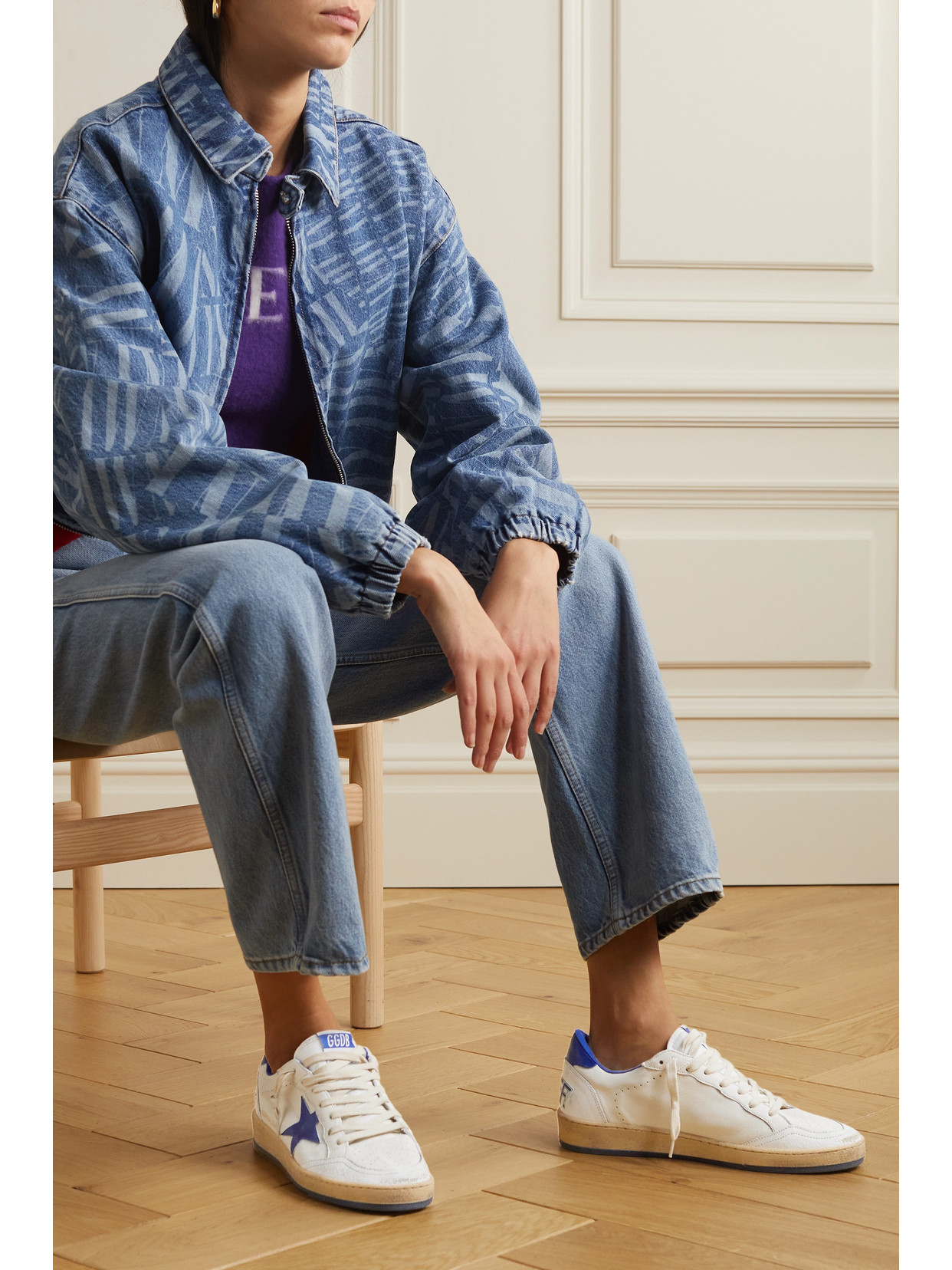 Golden Goose Ball Star Sneakers In White Leather In White