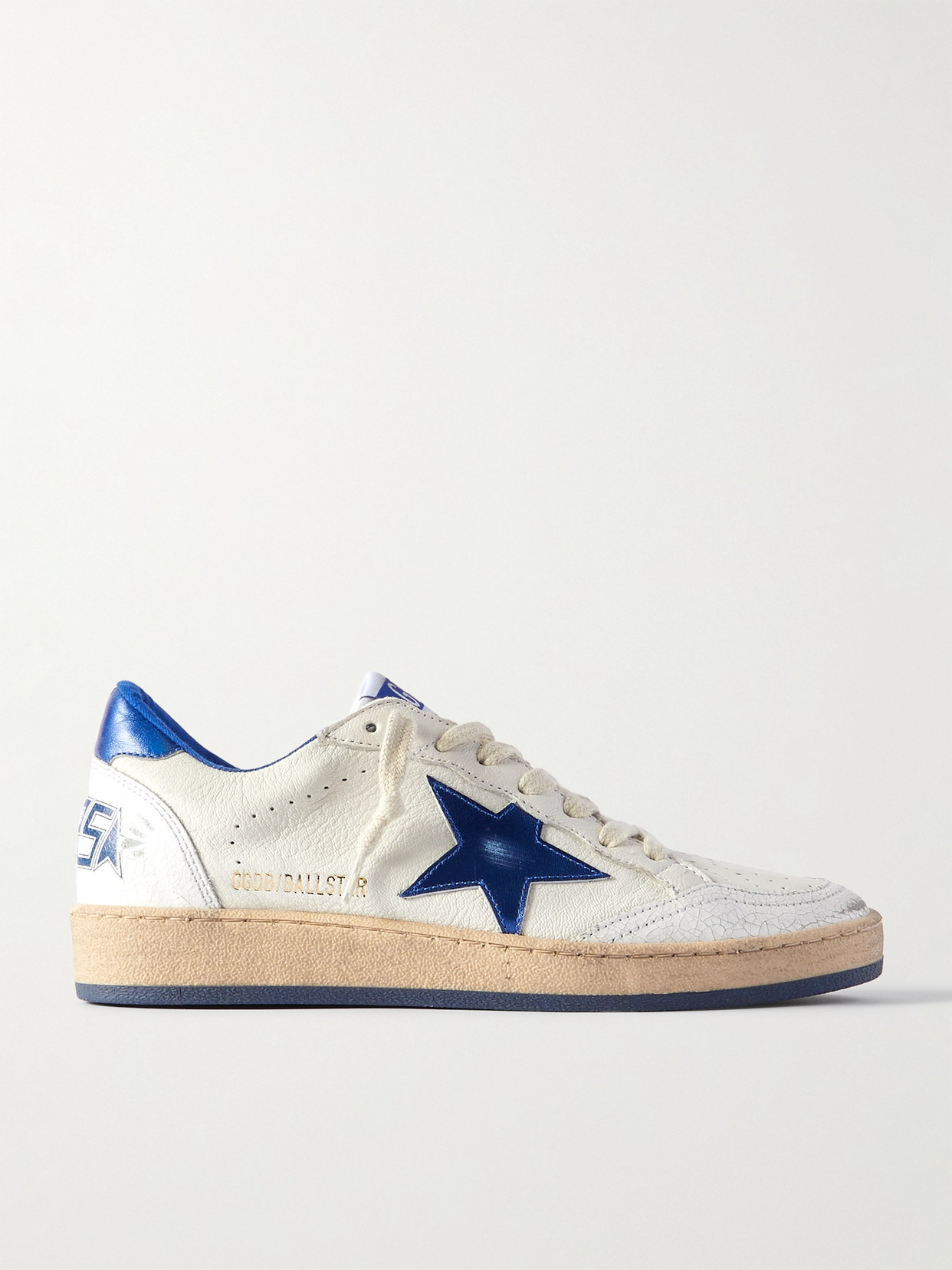 Golden Goose - Ball Star Distressed Leather Sneakers - White