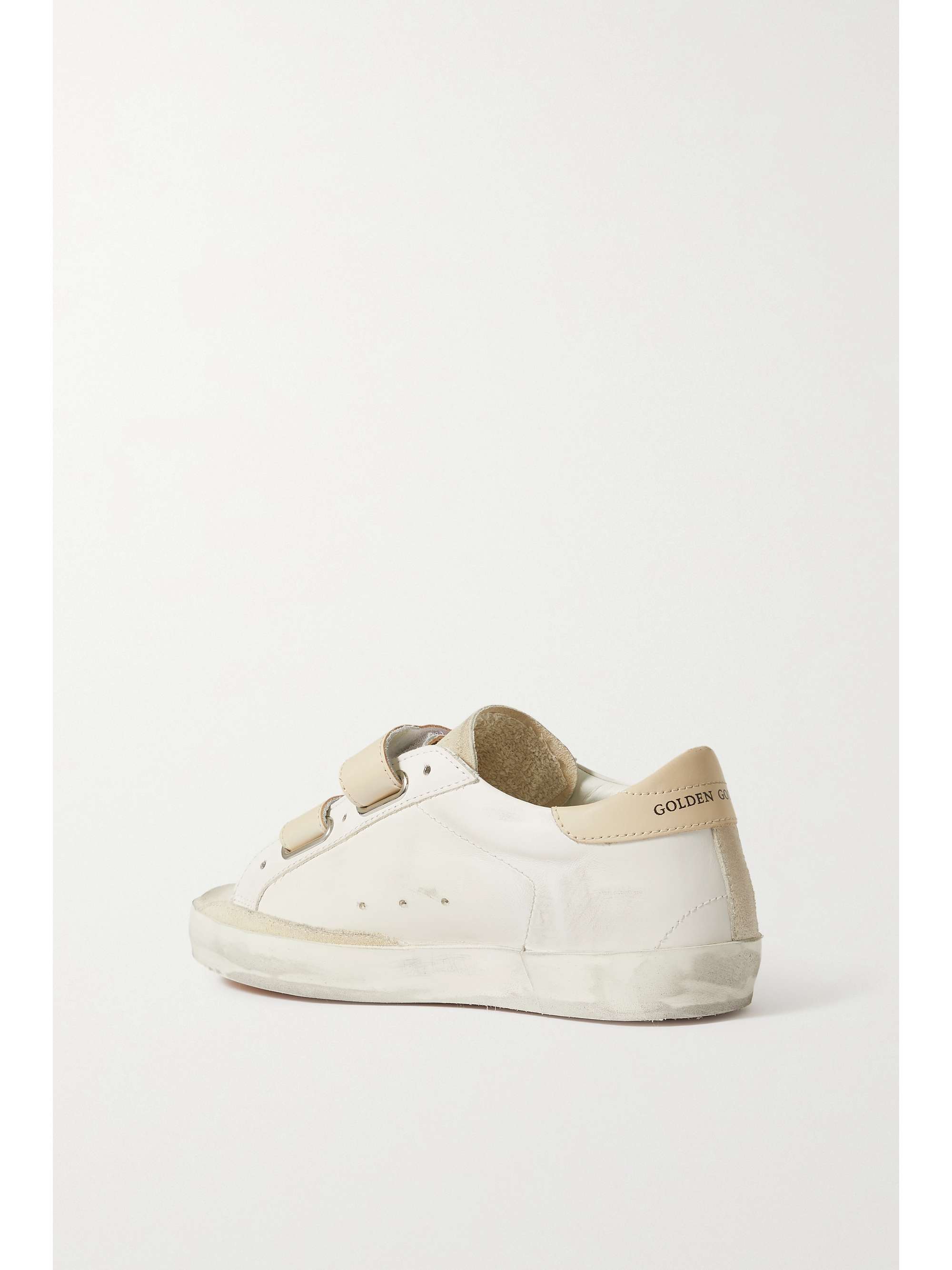 GOLDEN GOOSE Old School shearling-lined distressed glittered leather sneakers