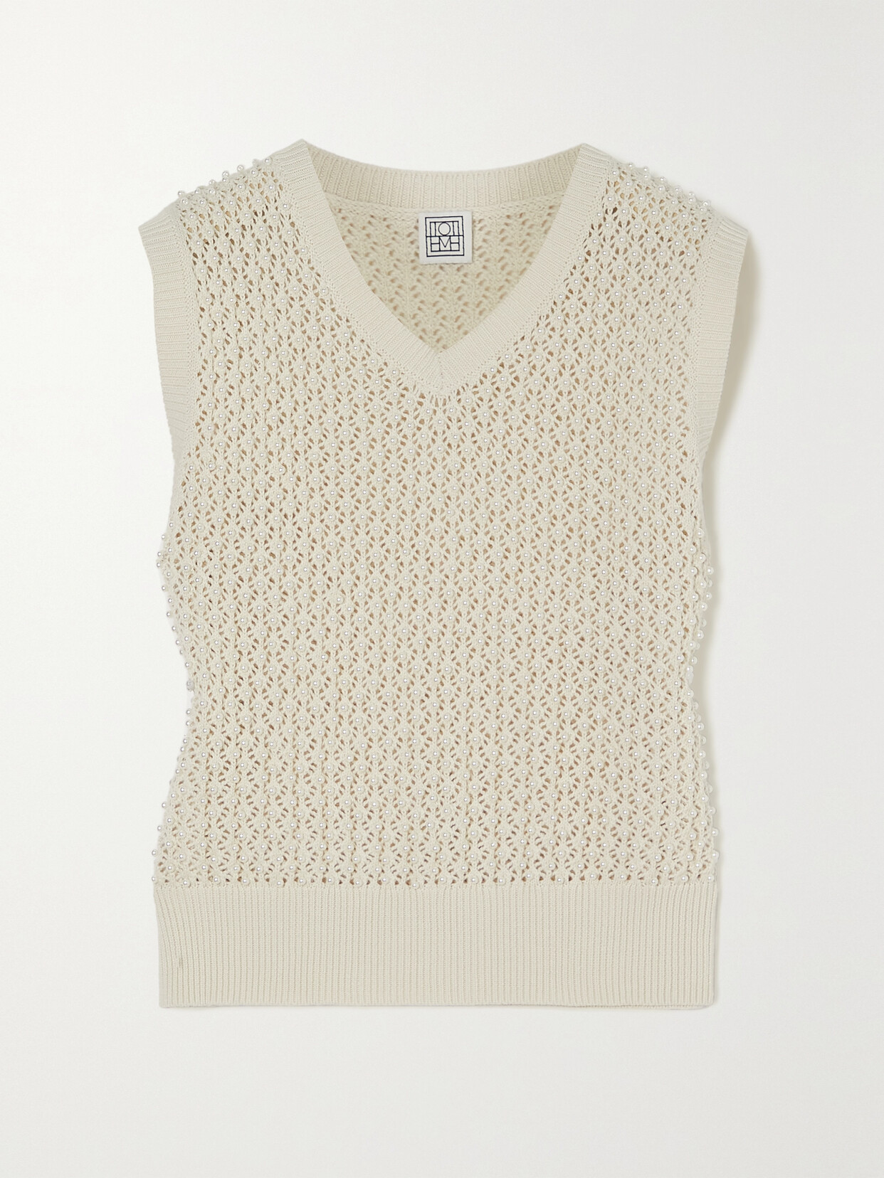 TOTEME - Faux Pearl-embellished Cotton Vest - White