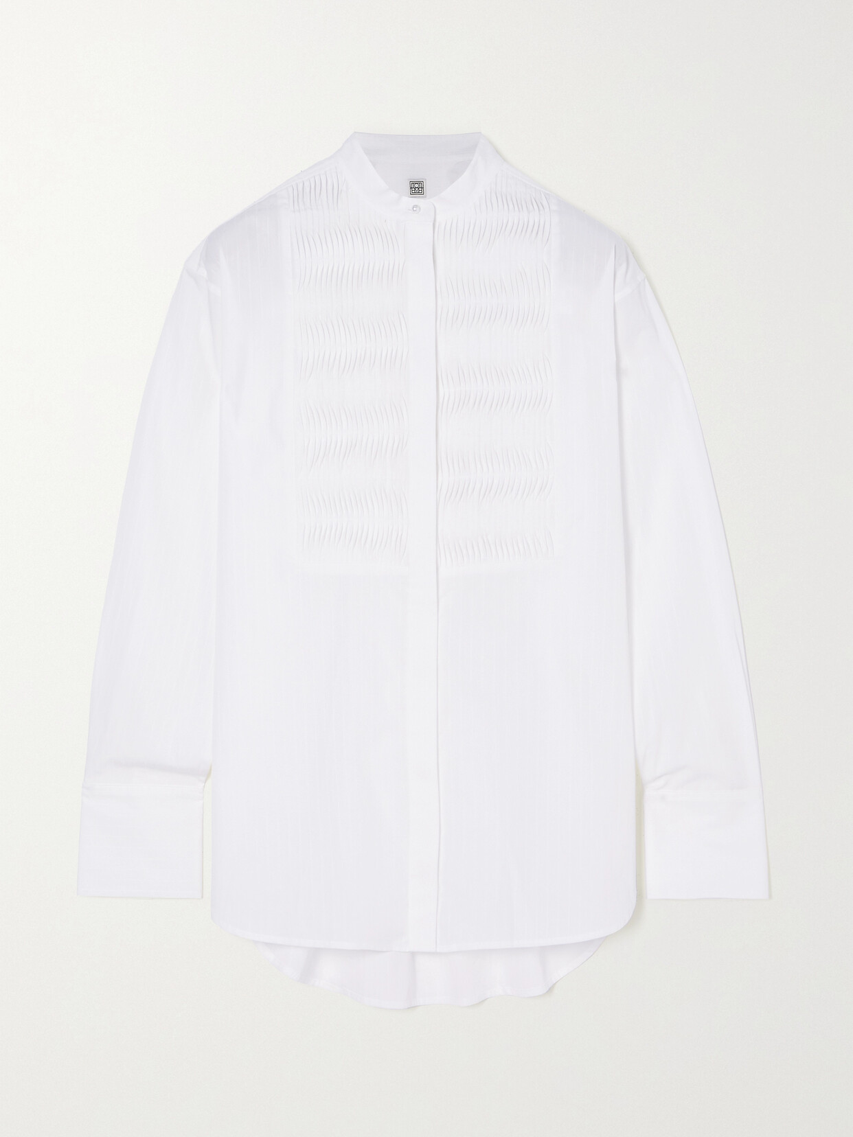 TOTEME Pearl-embellished Pleated Cotton-poplin Shirt - White