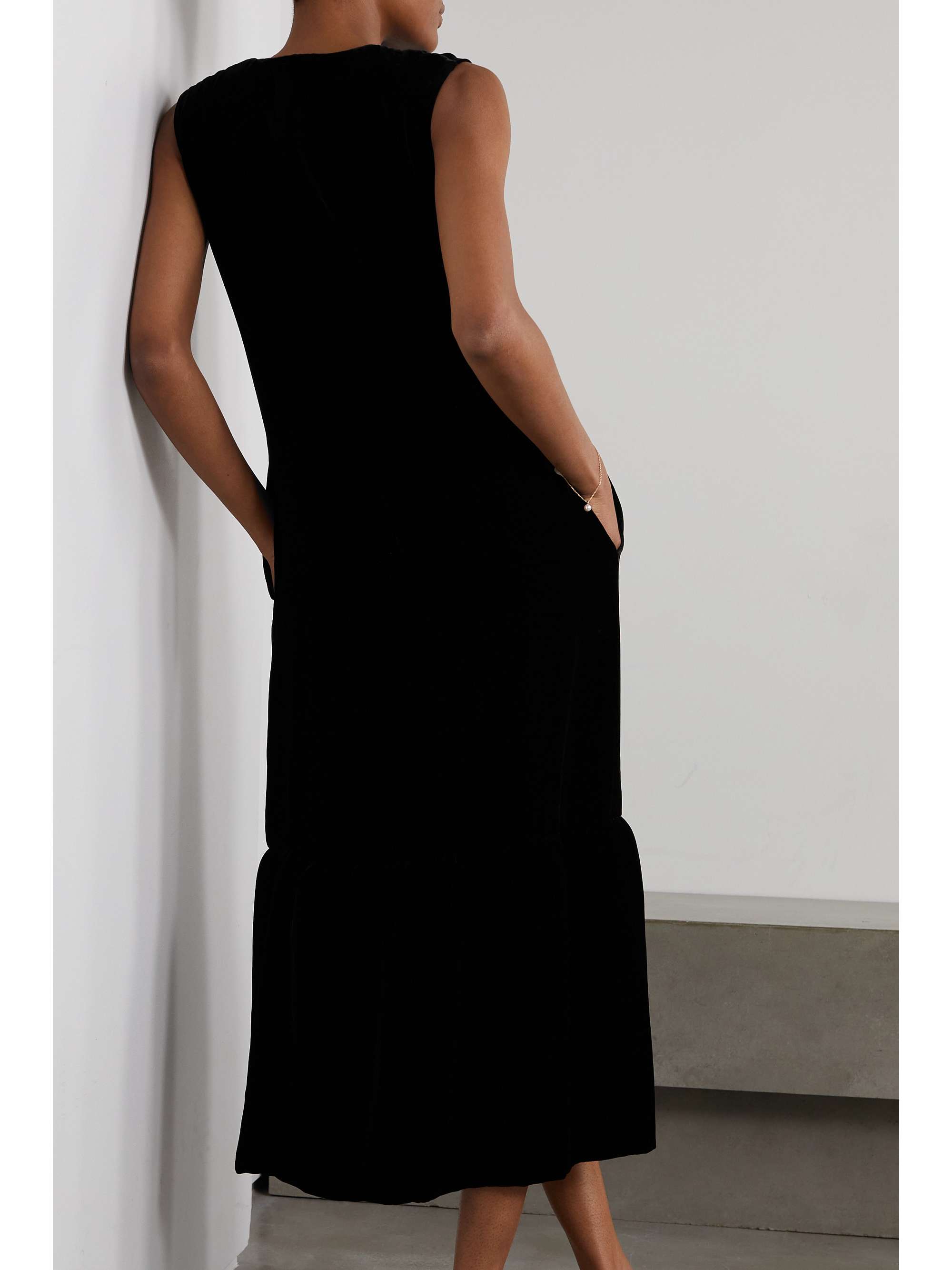 TOTEME Ruffled velvet midi dress