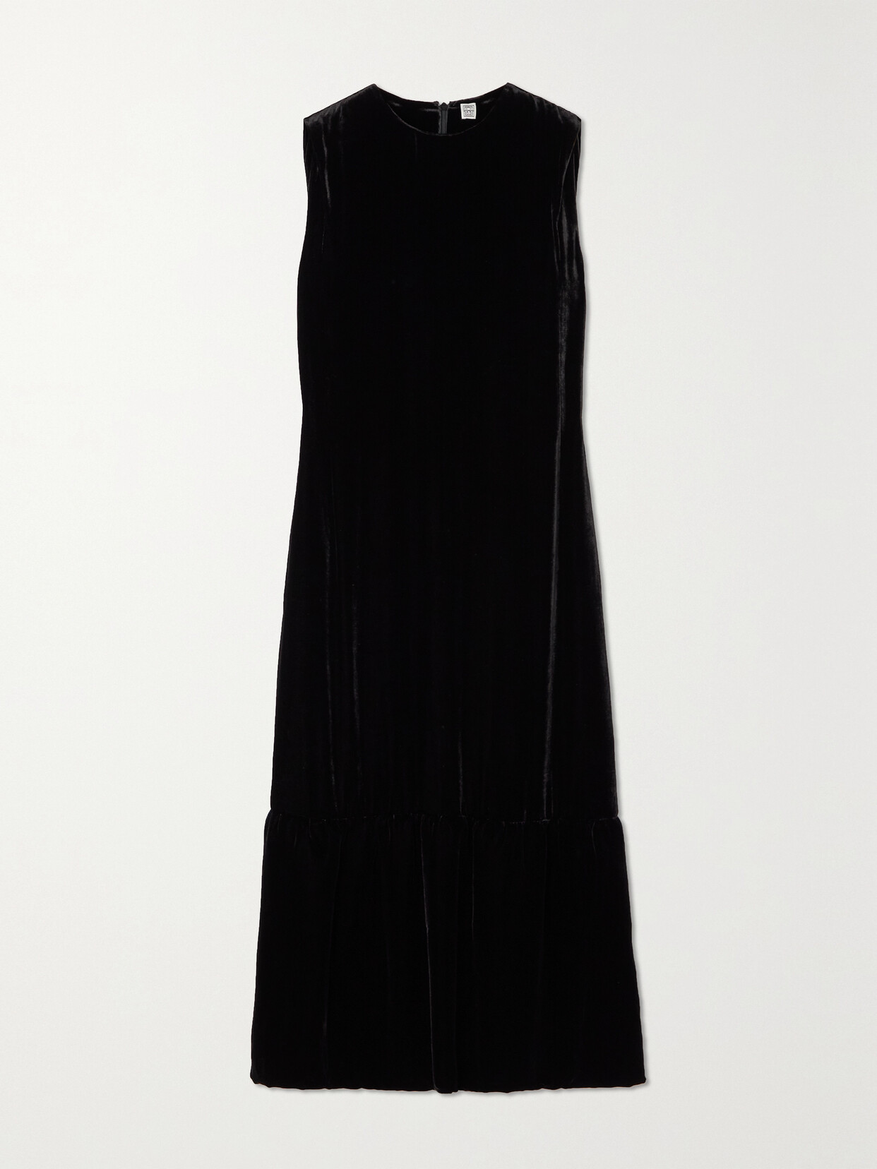 TOTEME Ruffled Velvet Midi Dress - Black