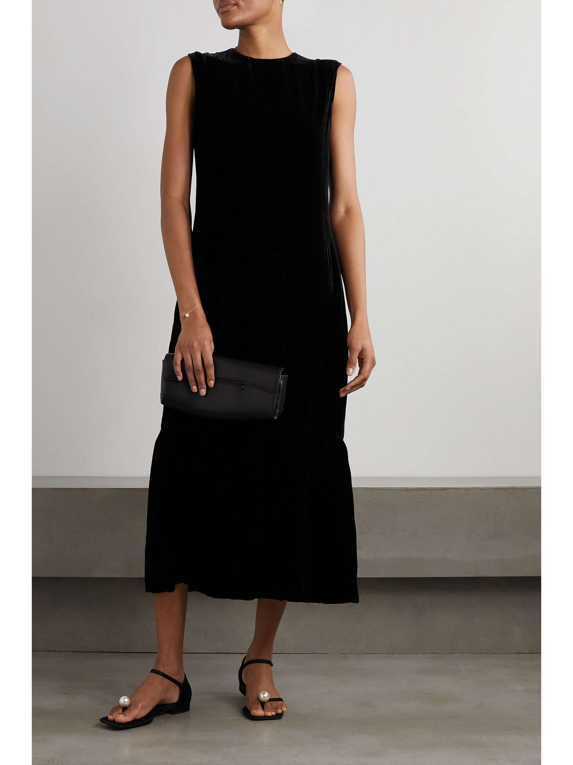 TOTEME Ruffled velvet midi dress