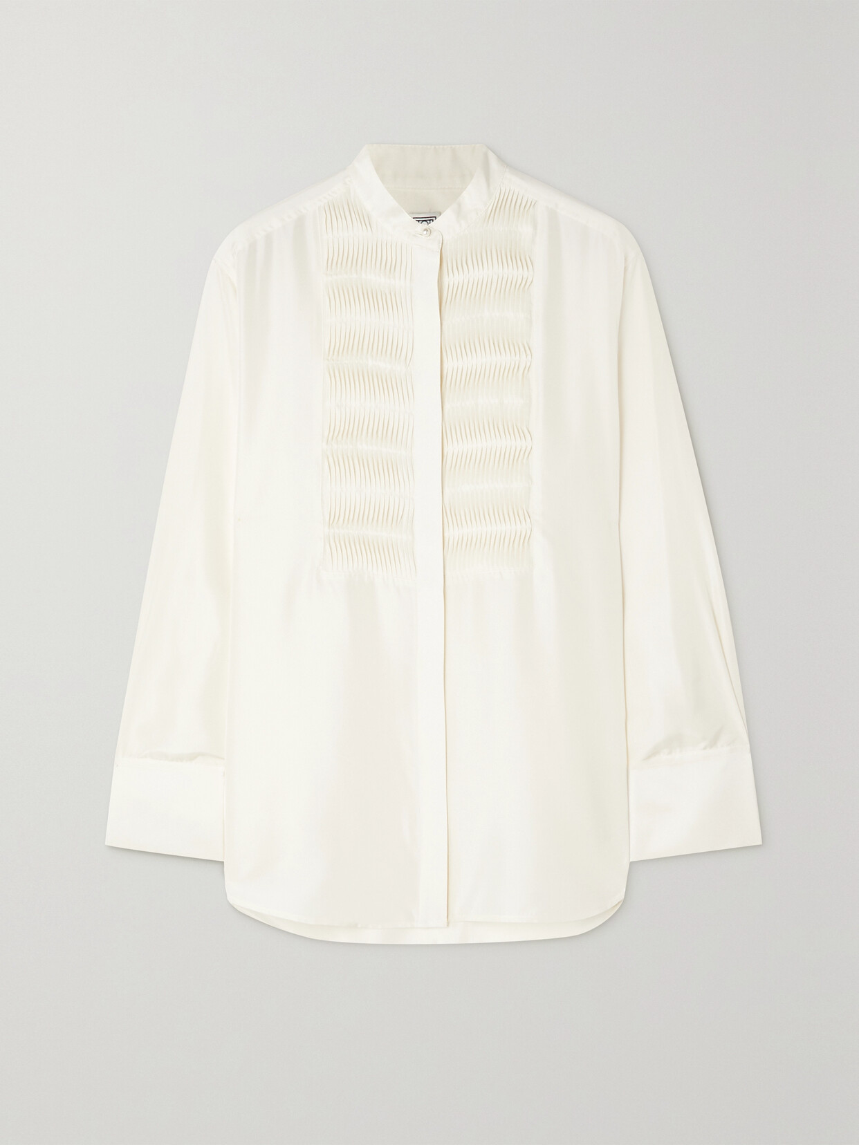 TOTEME Faux Pearl-embellished Pleated Silk Shirt