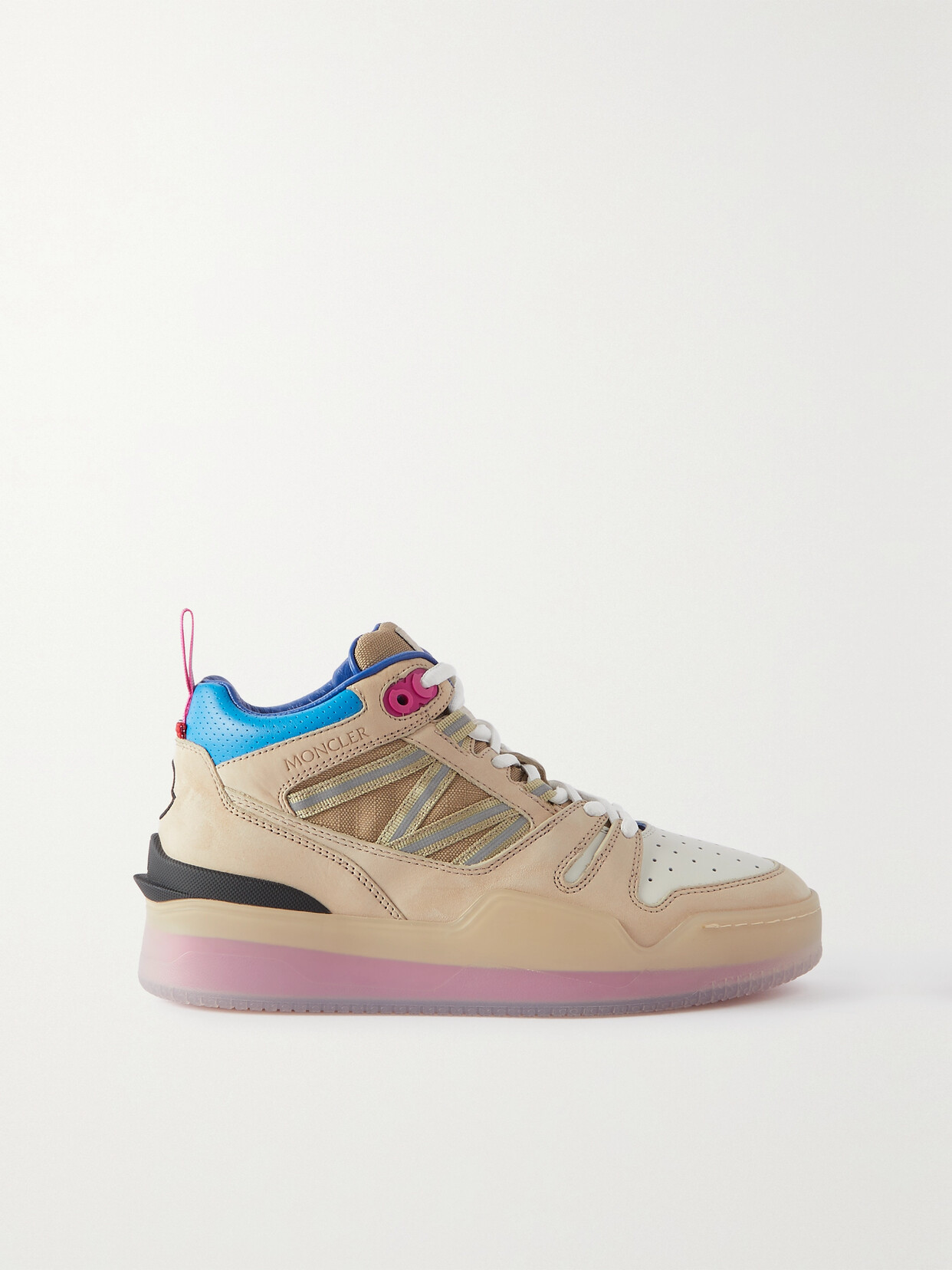 Moncler - Pivot Mid Leather And Ripstop-trimmed Suede Sneakers - Pink